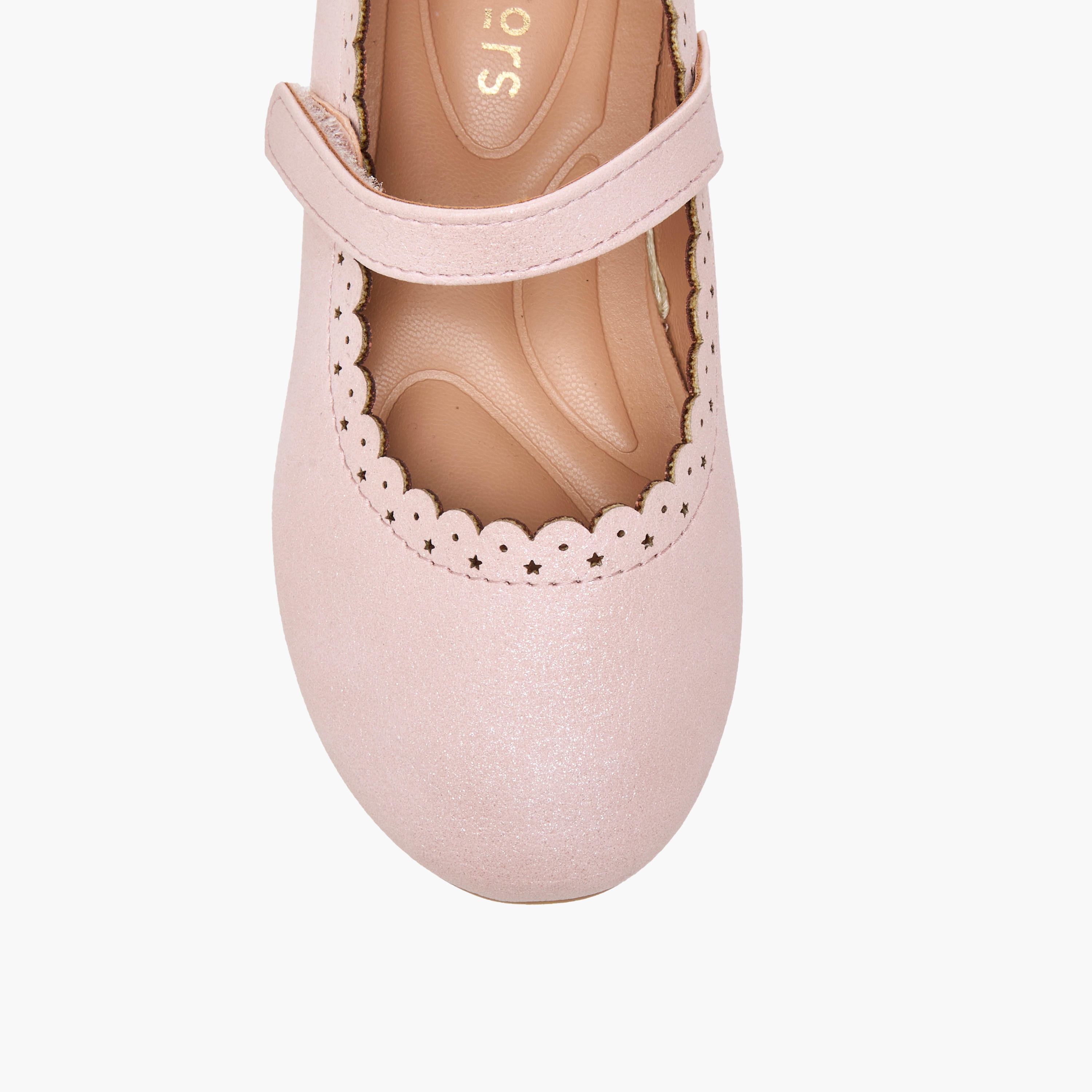 Juniors Laser Cut Ballerina Shoes with Hook and Loop Closure-girls-shoes-maryjanes-image-4
