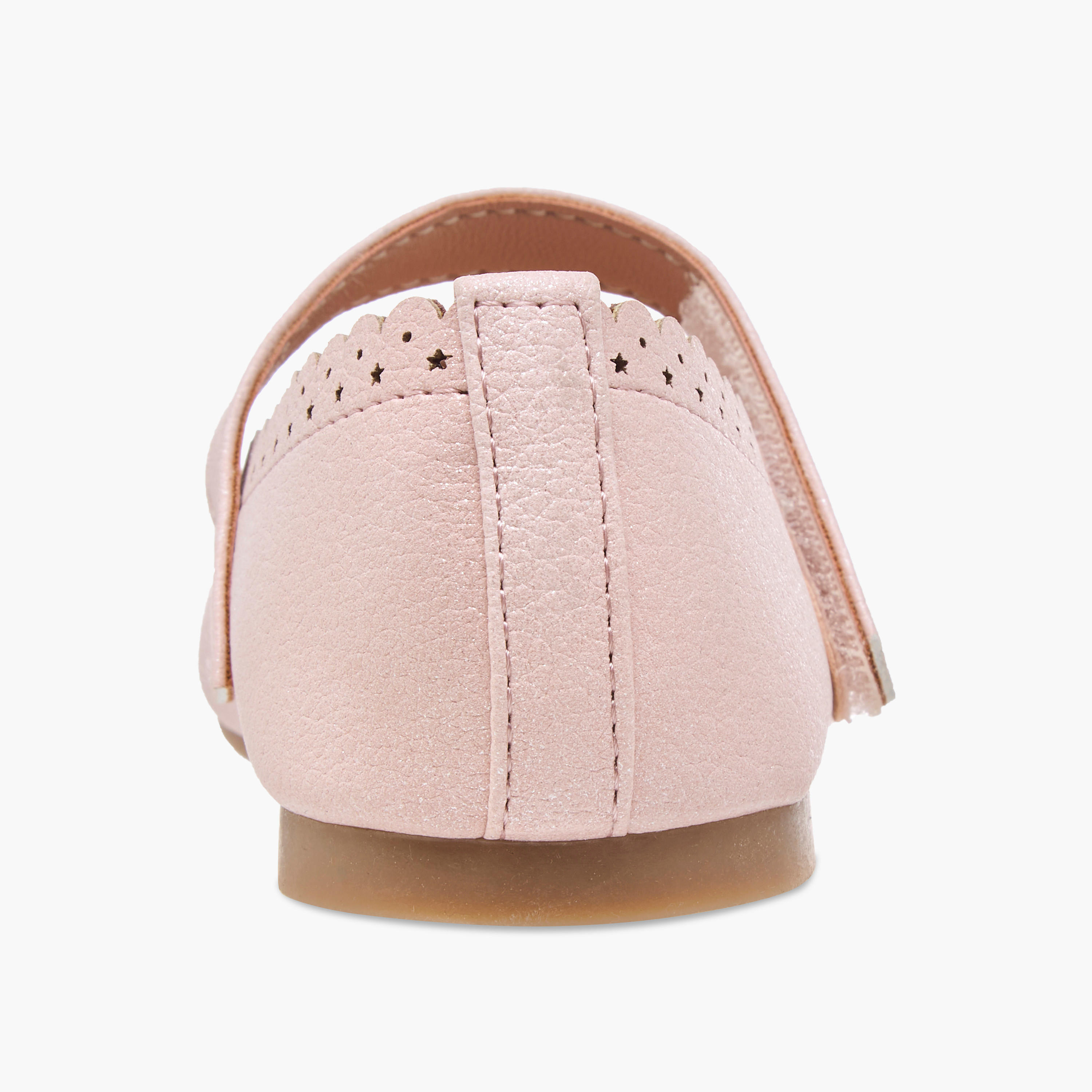 Juniors Laser Cut Ballerina Shoes with Hook and Loop Closure-girls-shoes-maryjanes-image-5
