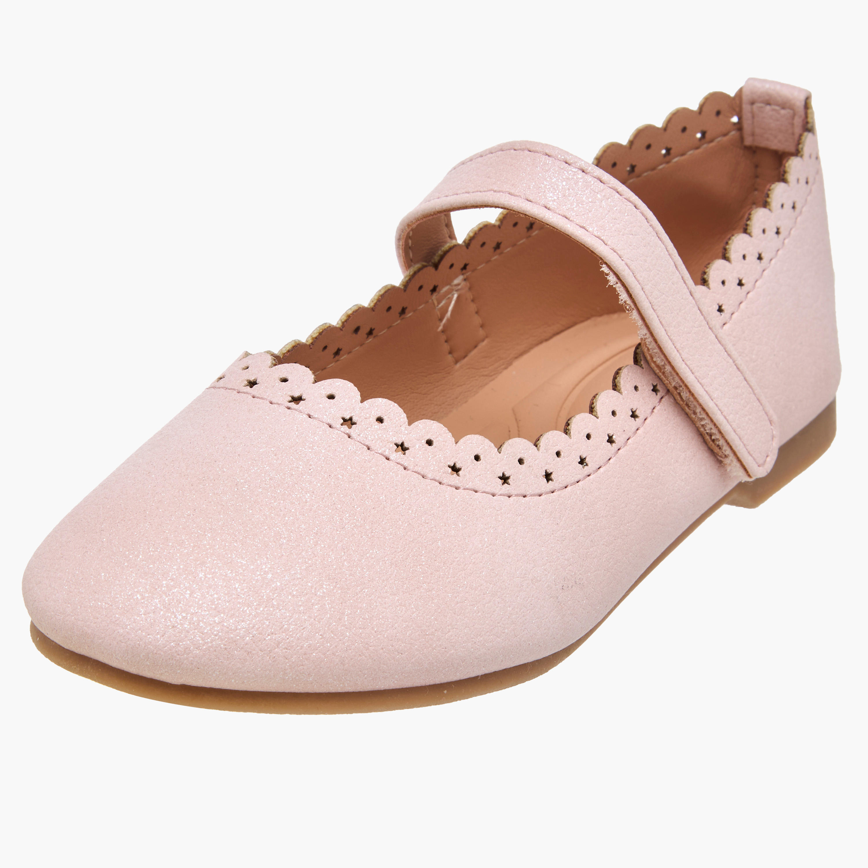 Juniors Laser Cut Ballerina Shoes with Hook and Loop Closure-girls-shoes-maryjanes-image-6