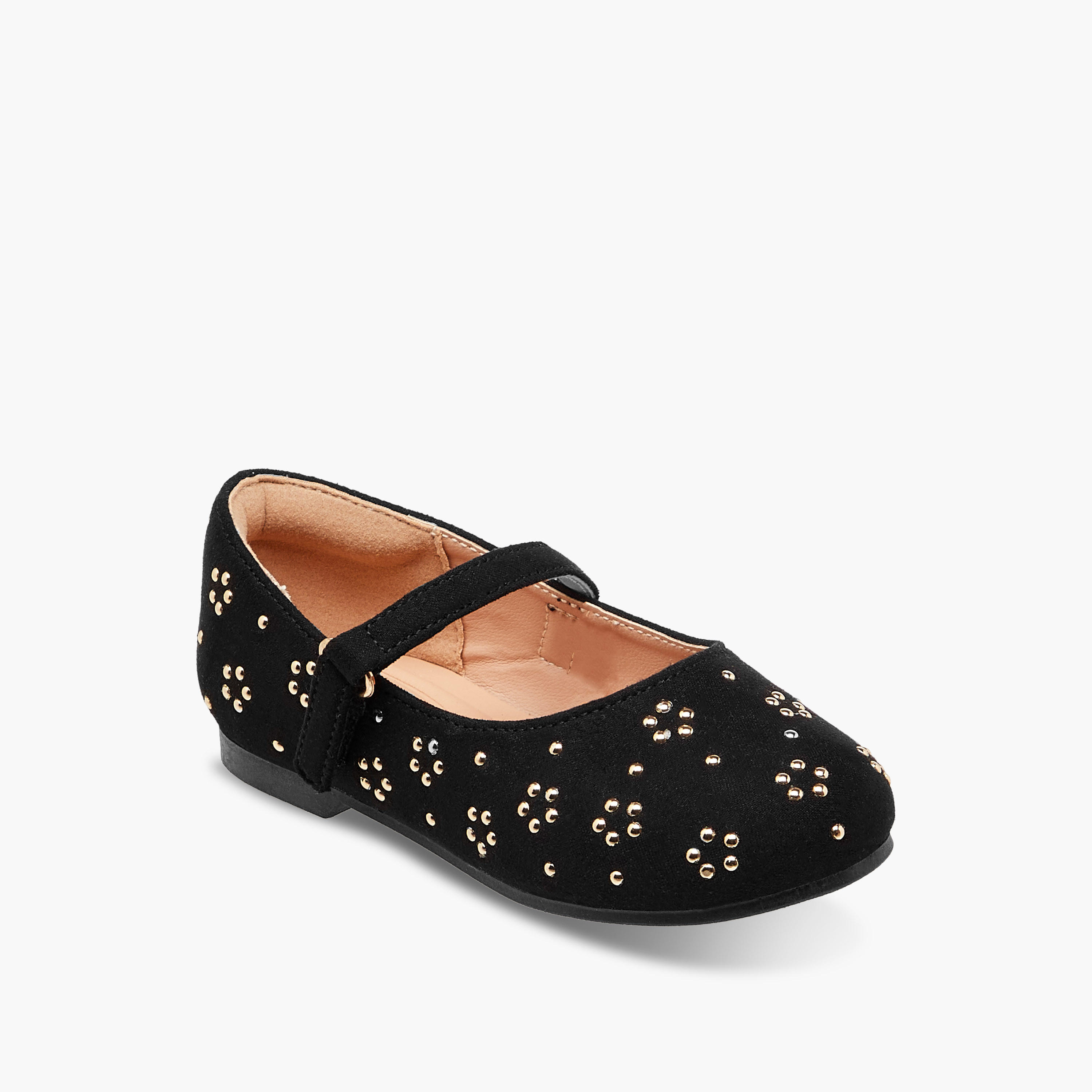 Juniors Embellished Ballerina Shoes with Hook and Loop Closure-girls-shoes-maryjanes-image-2