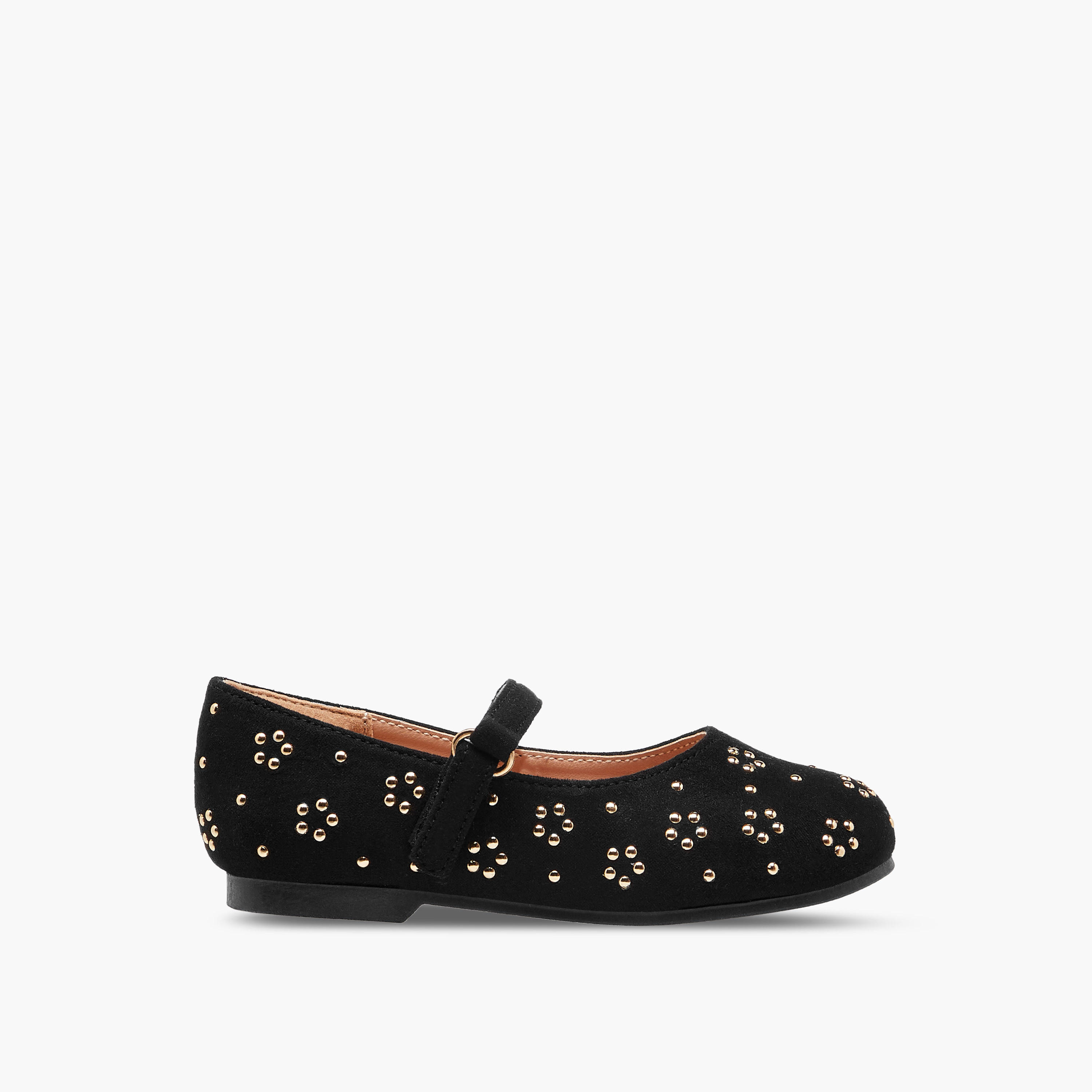 Juniors Embellished Ballerina Shoes with Hook and Loop Closure-girls-shoes-maryjanes-image-3