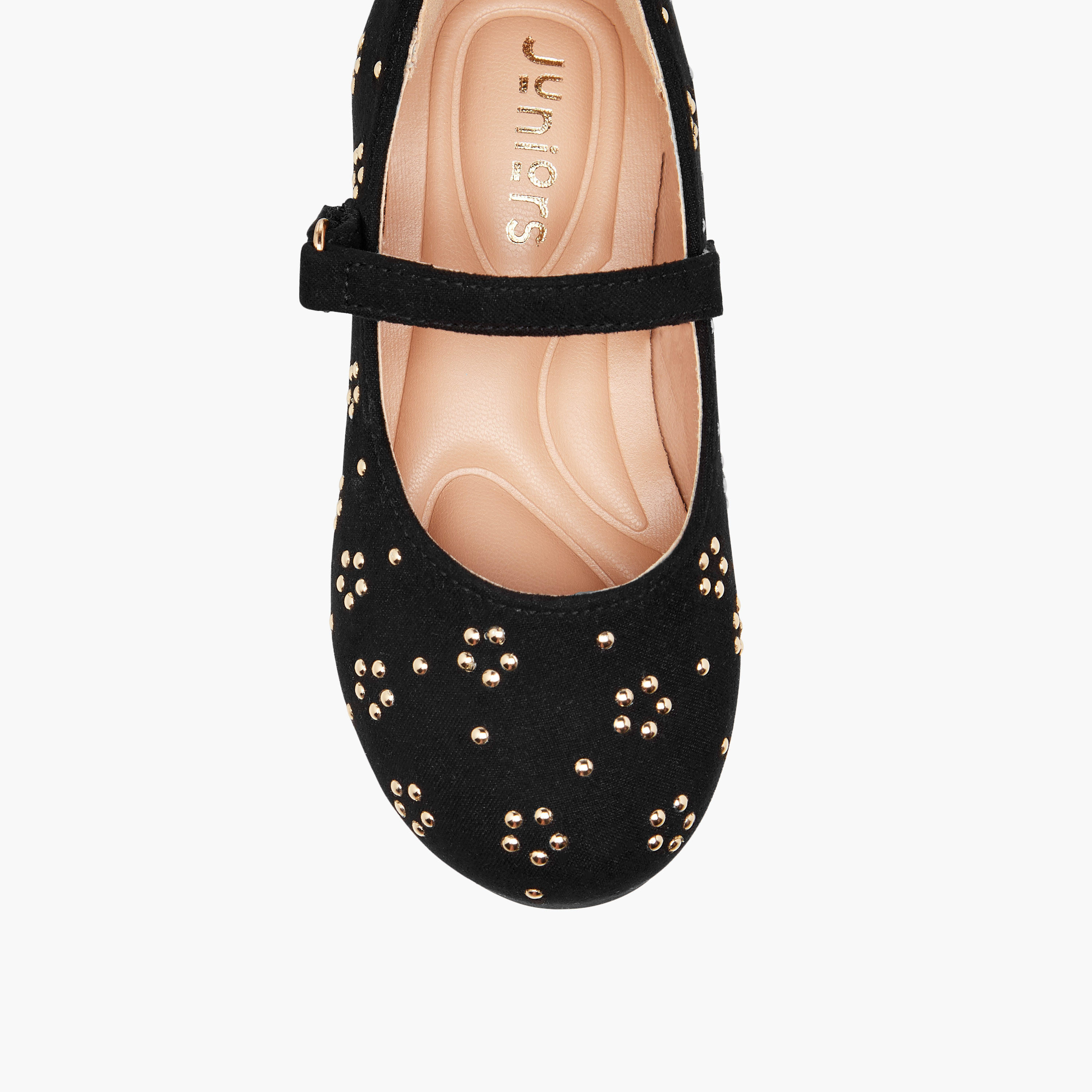 Juniors Embellished Ballerina Shoes with Hook and Loop Closure-girls-shoes-maryjanes-image-4