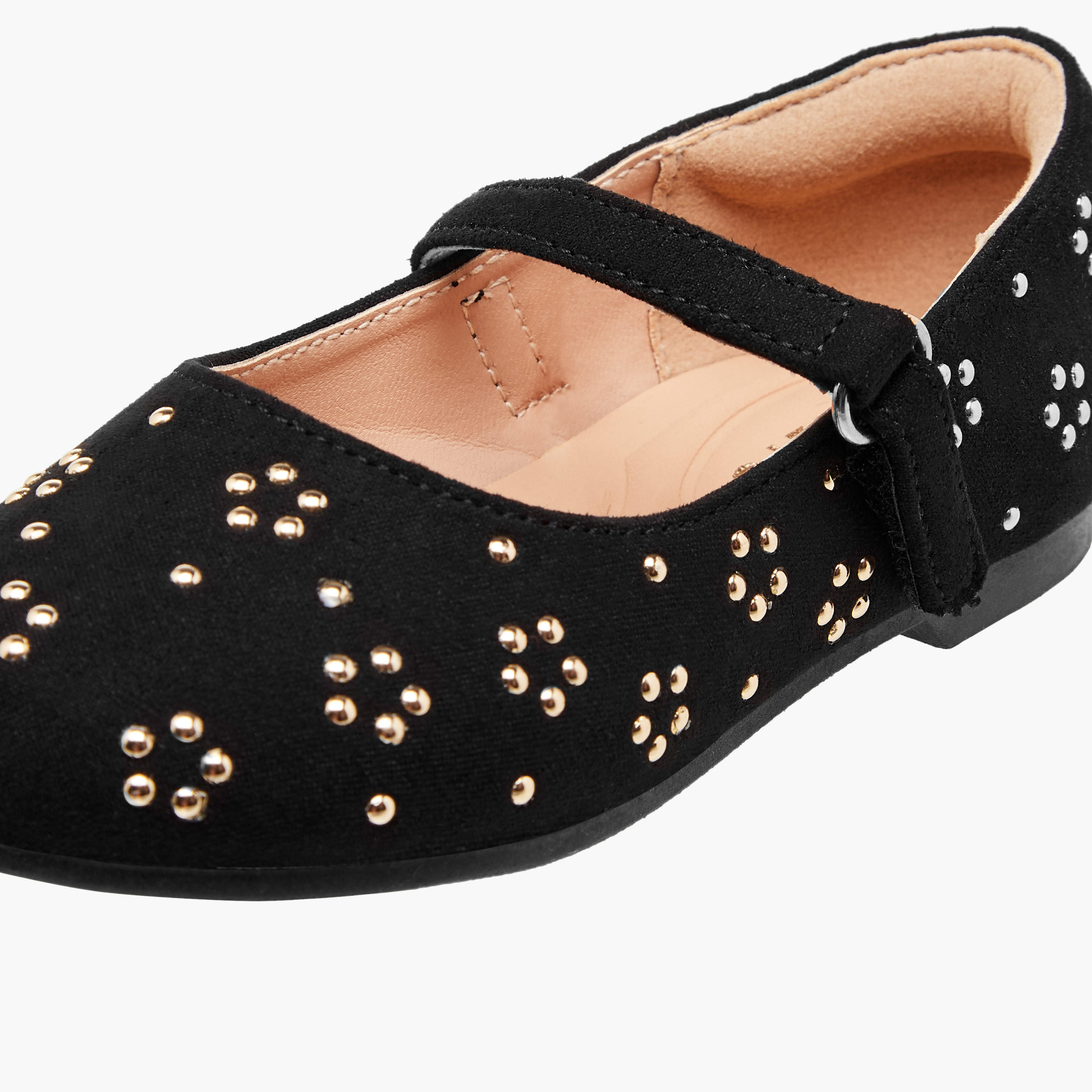 Juniors Embellished Ballerina Shoes with Hook and Loop Closure-girls-shoes-maryjanes-image-6