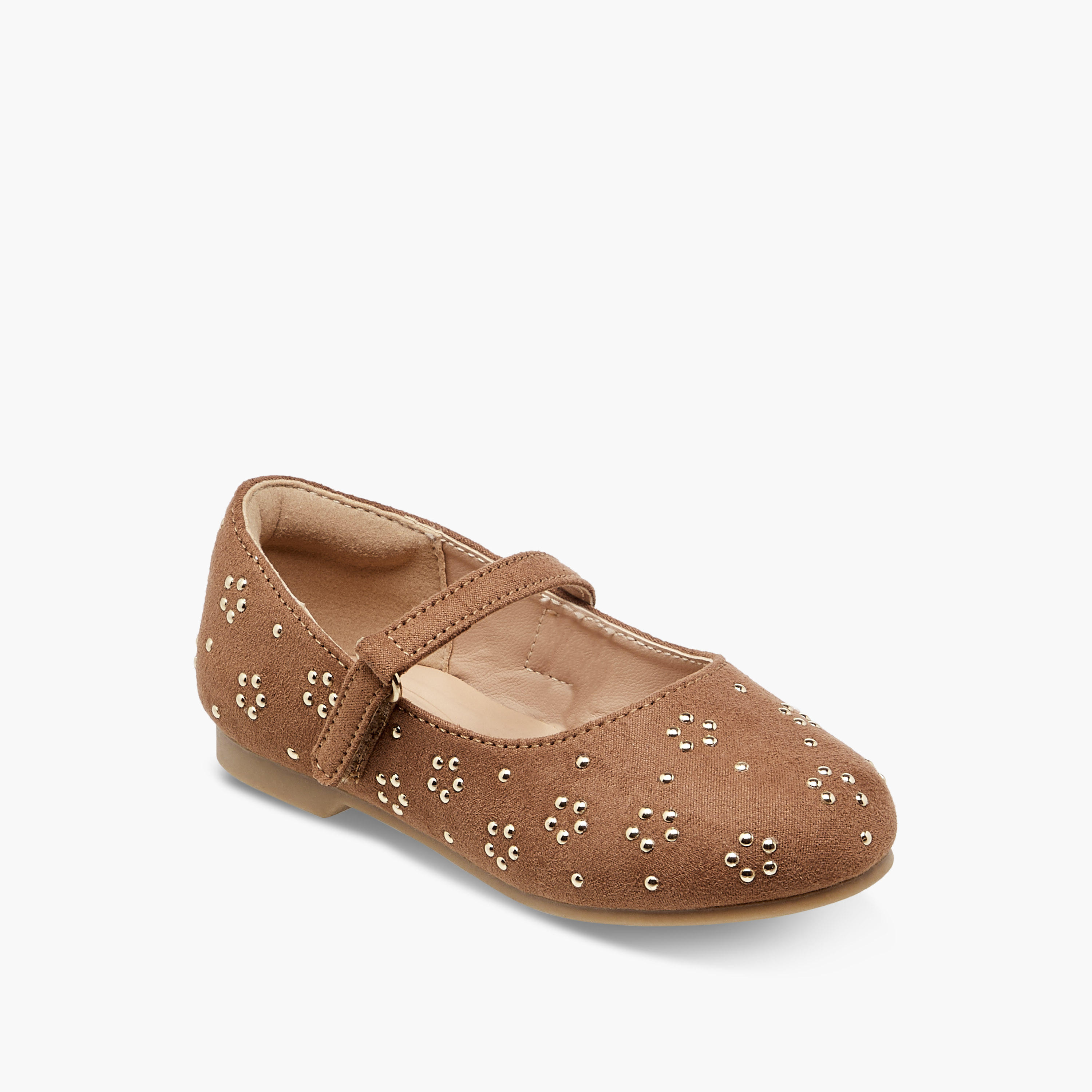 Juniors Embellished Ballerina Shoes with Hook and Loop Closure-girls-shoes-maryjanes-image-2