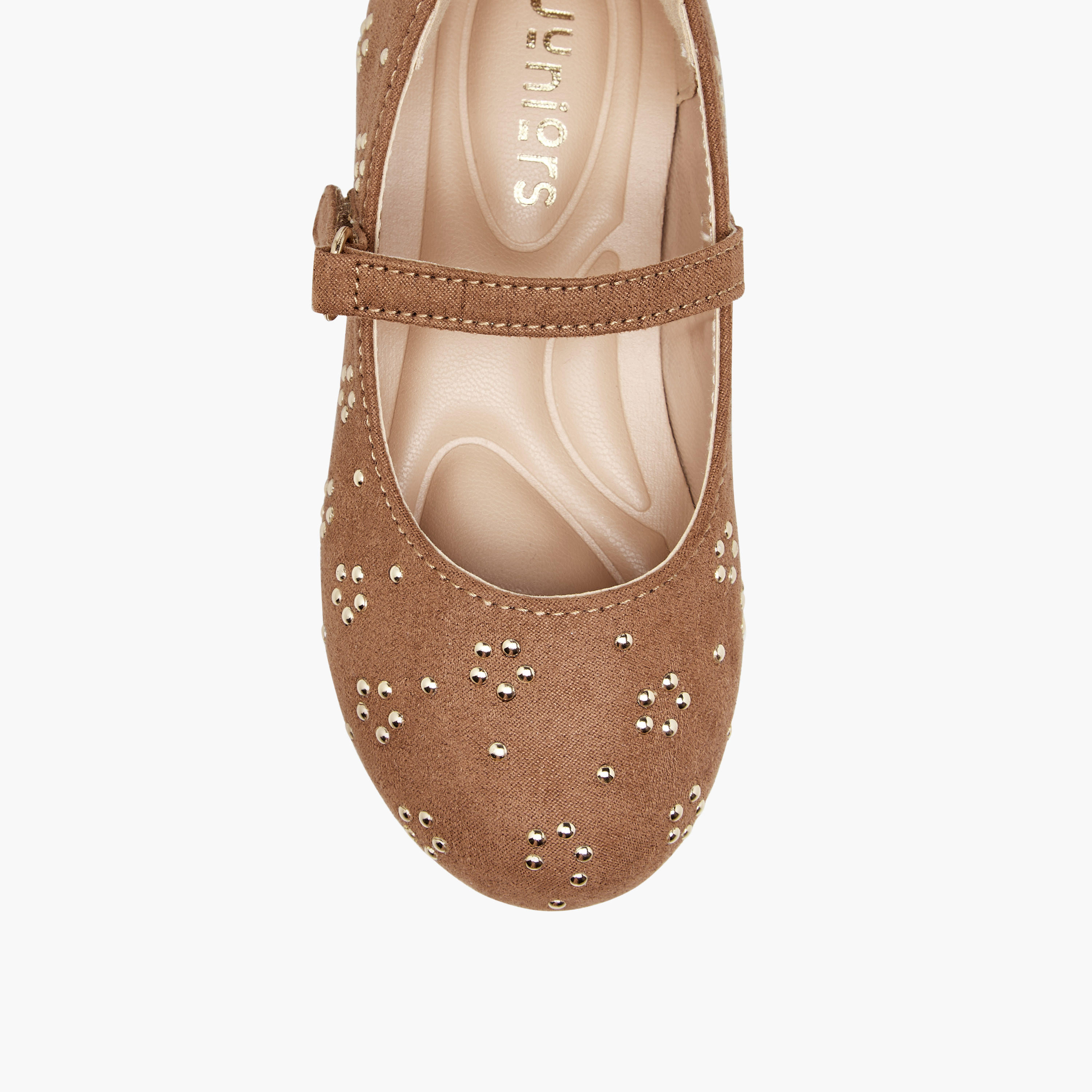 Juniors Embellished Ballerina Shoes with Hook and Loop Closure-girls-shoes-maryjanes-image-4