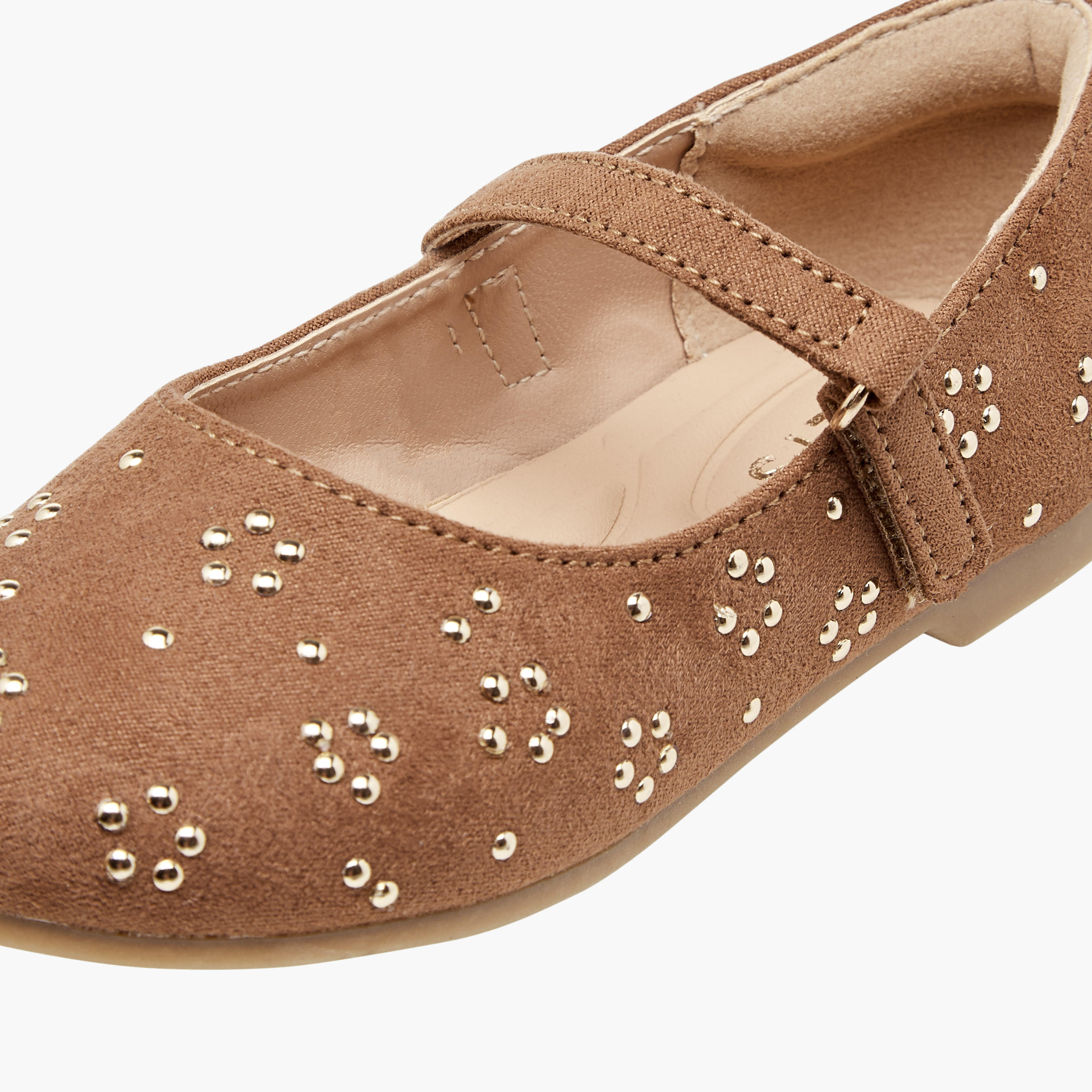 Juniors Embellished Ballerina Shoes with Hook and Loop Closure-girls-shoes-maryjanes-image-6