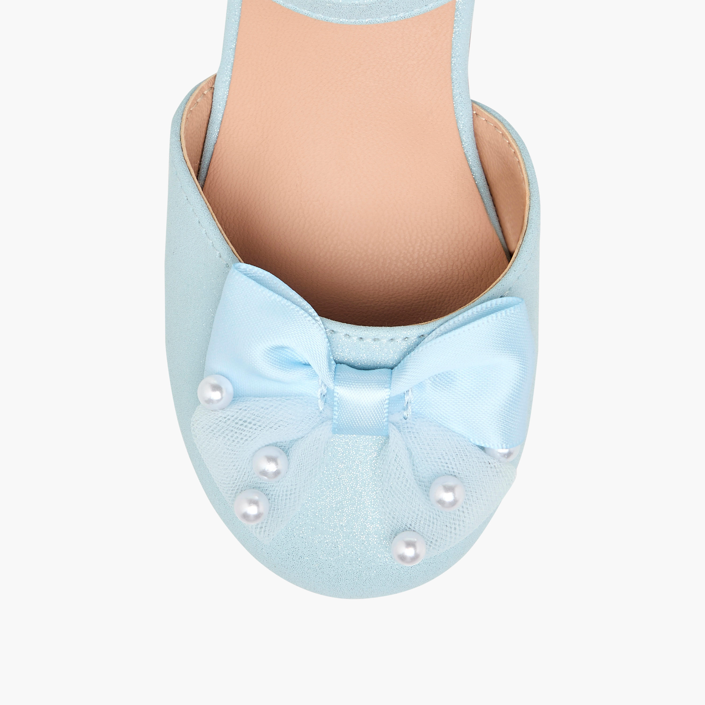 Juniors Bow Embellished Ballerina Shoes with Hook and Loop Closure-girls-shoes-ballerinas-image-4