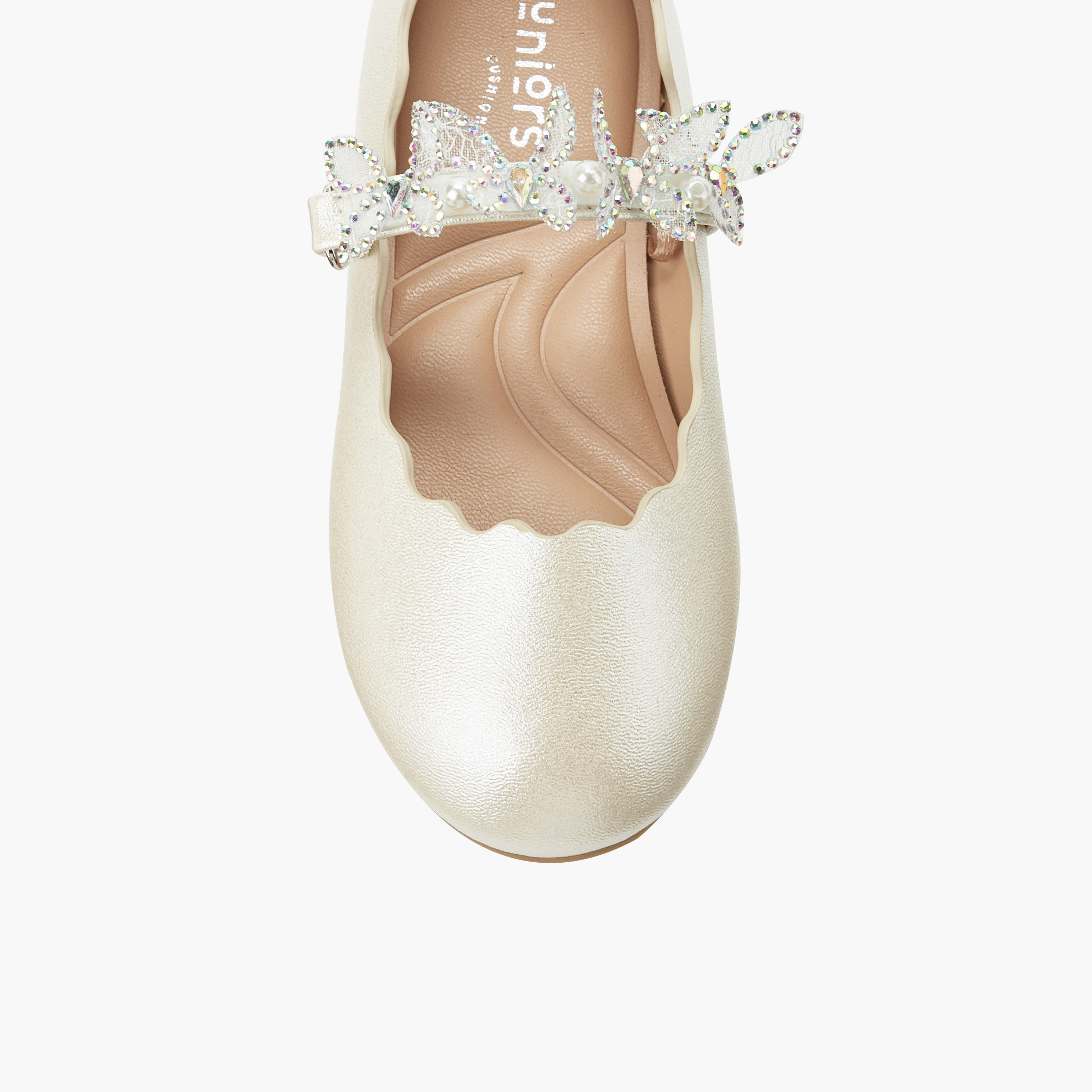 Juniors Girls Hook and Loop Embellished Ballerina Shoes-girls-shoes-maryjanes-image-5