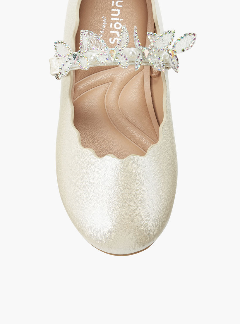 Juniors Girls Hook and Loop Embellished Ballerina Shoes-girls-shoes-maryjanes-image-5