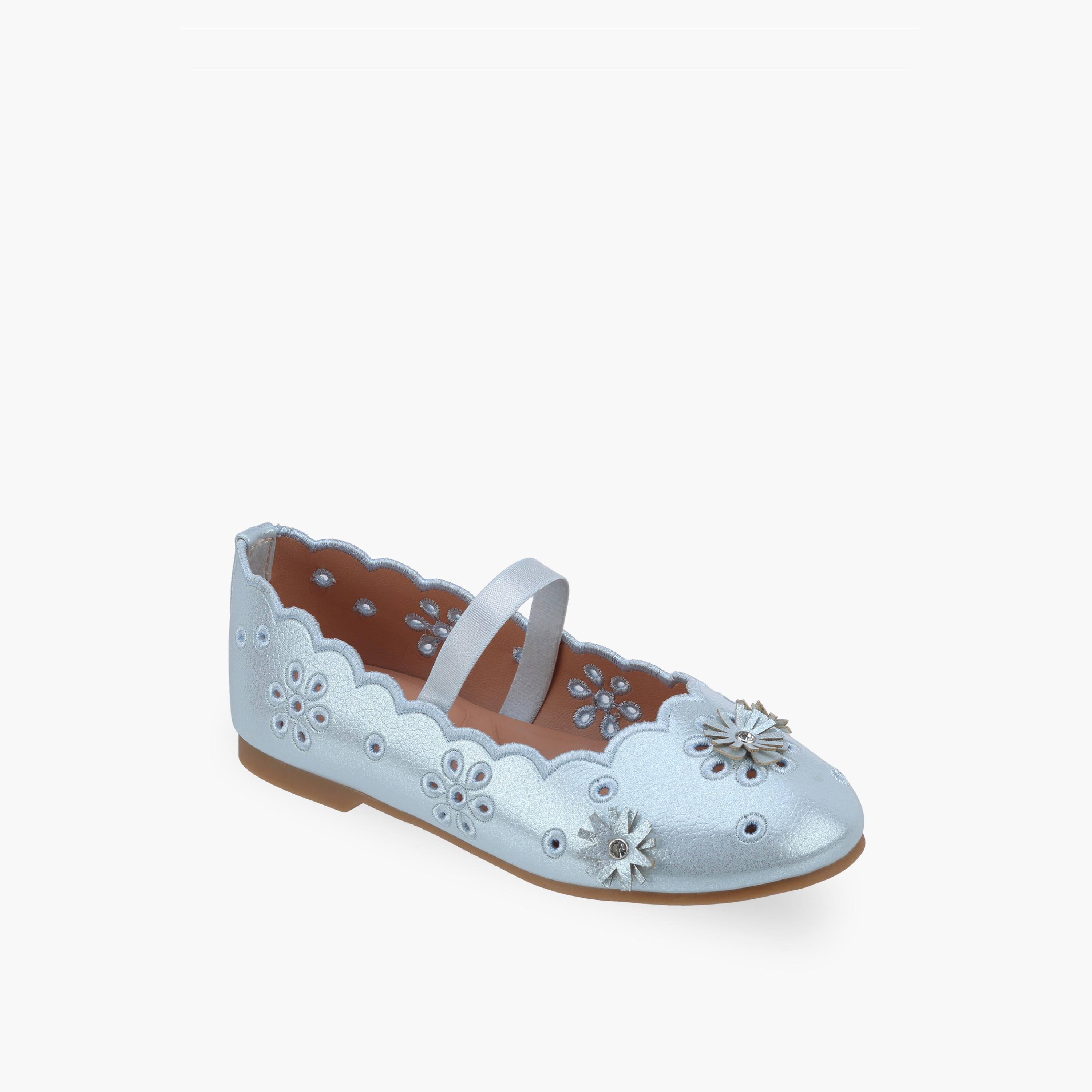 Juniors Girls Floral Embellished Ballerina Shoes-girls-shoes-ballerinas-image-2