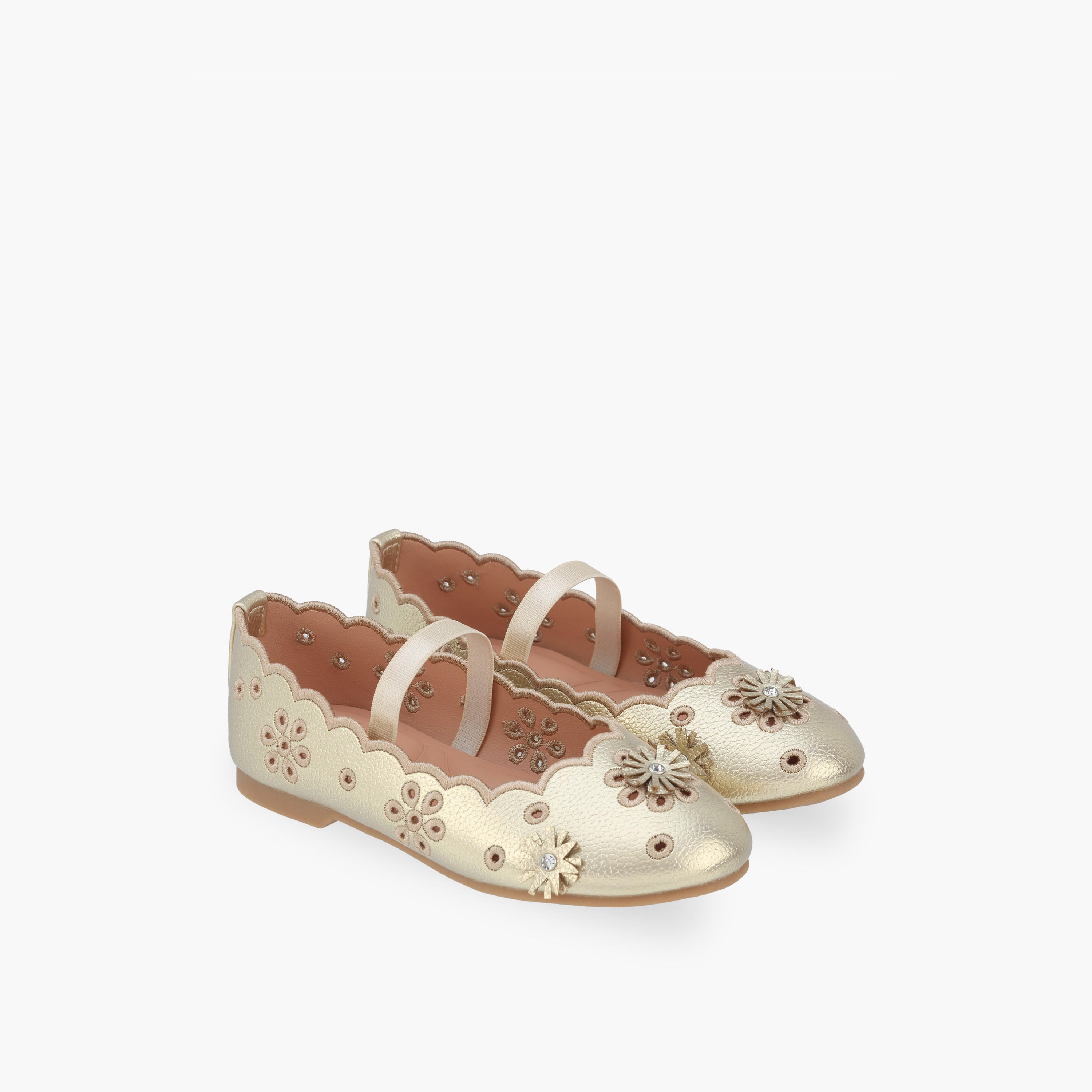 Juniors Girls Floral Embellished Ballerina Shoes-girls-shoes-ballerinas-image-1