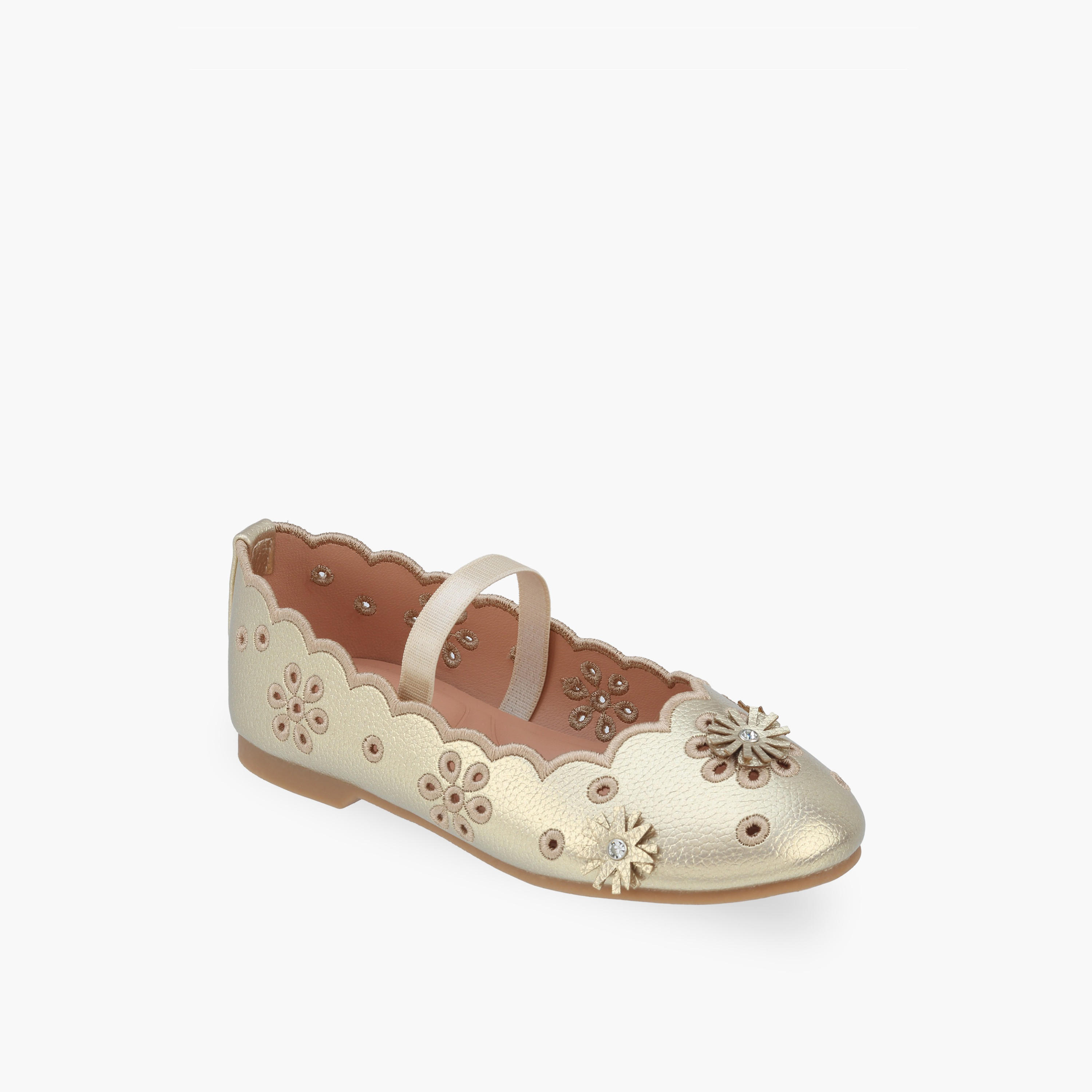 Juniors Girls Floral Embellished Ballerina Shoes-girls-shoes-ballerinas-image-2