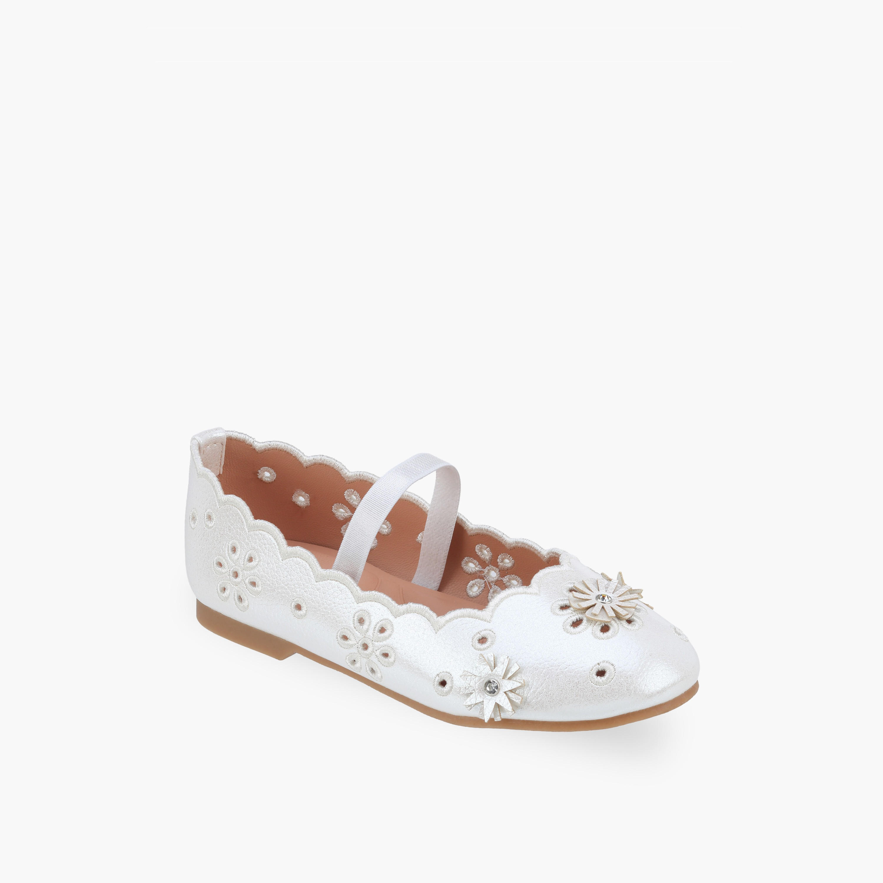 Juniors Girls Floral Embellished Ballerina Shoes-girls-shoes-ballerinas-image-2