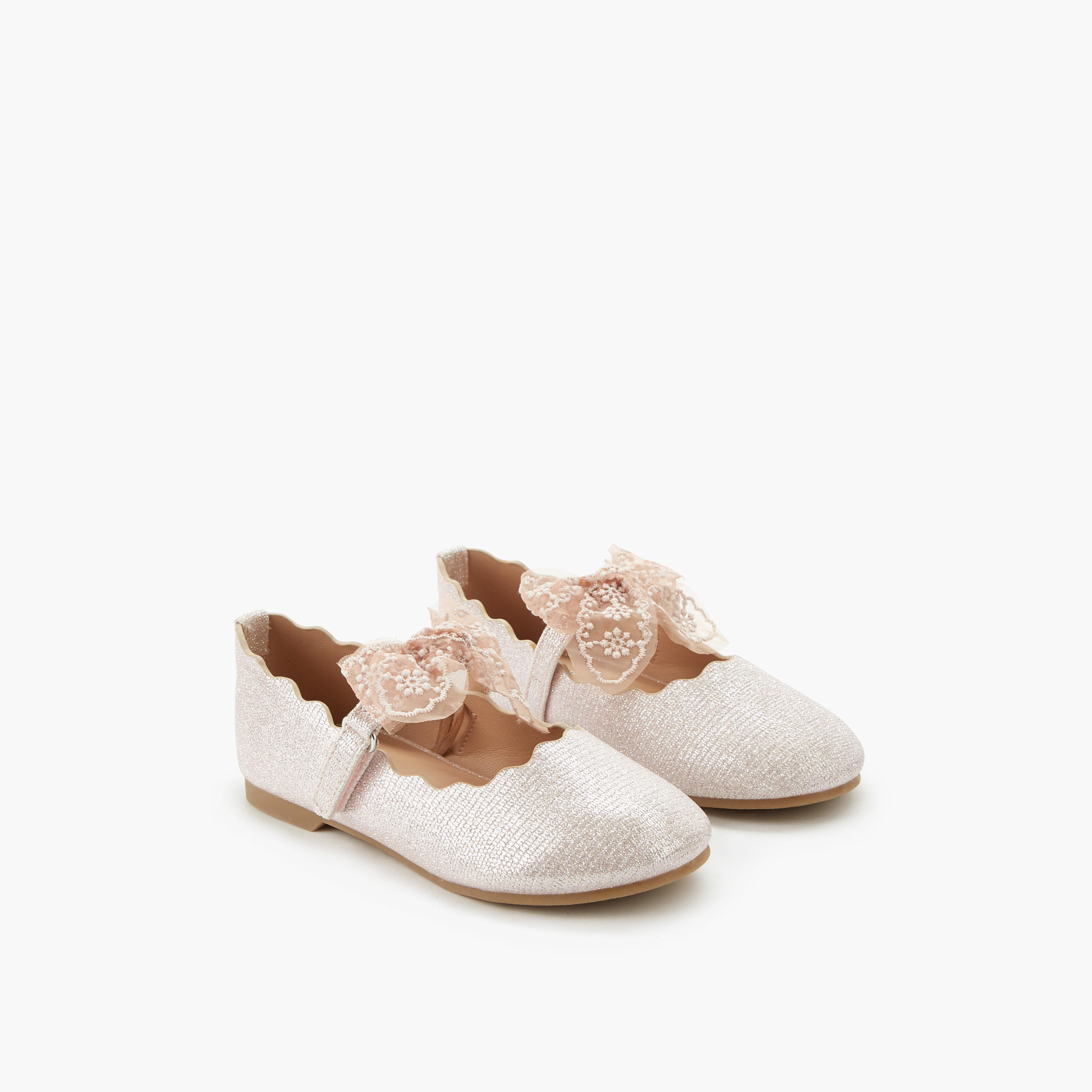 Juniors Girls Lace Bow Detail Ballerina Shoes-girls-shoes-ballerinas-image-1