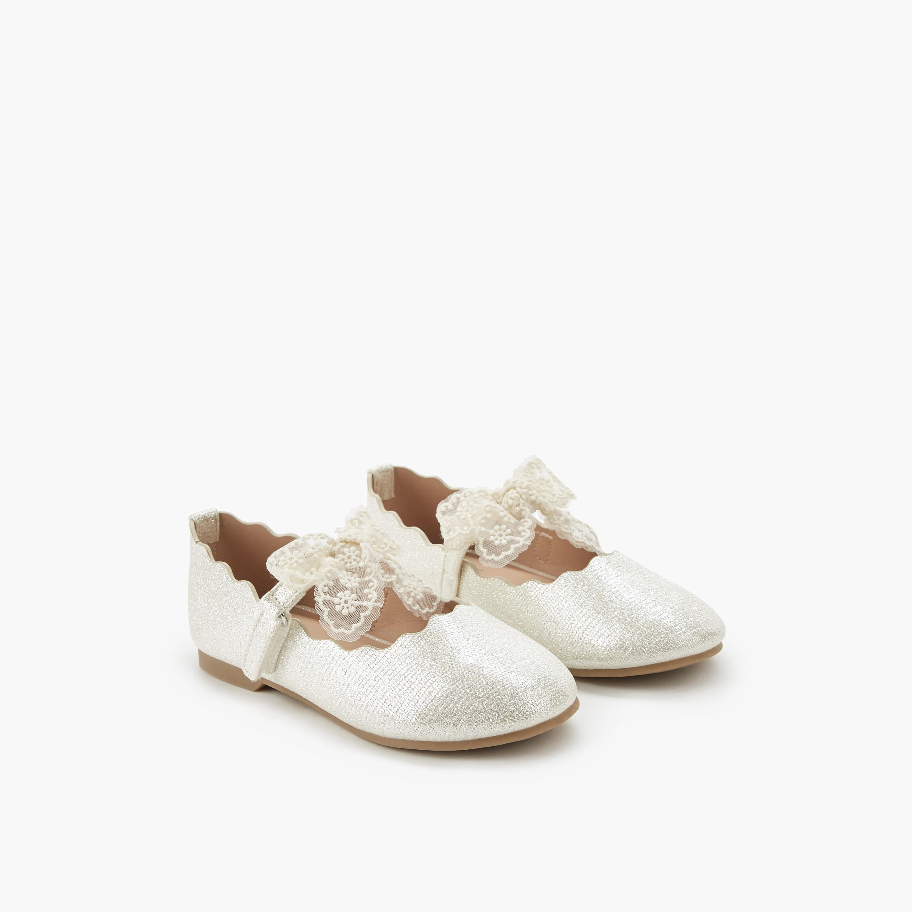 Juniors Girls Lace Bow Detail Ballerina Shoes-girls-shoes-ballerinas-image-1