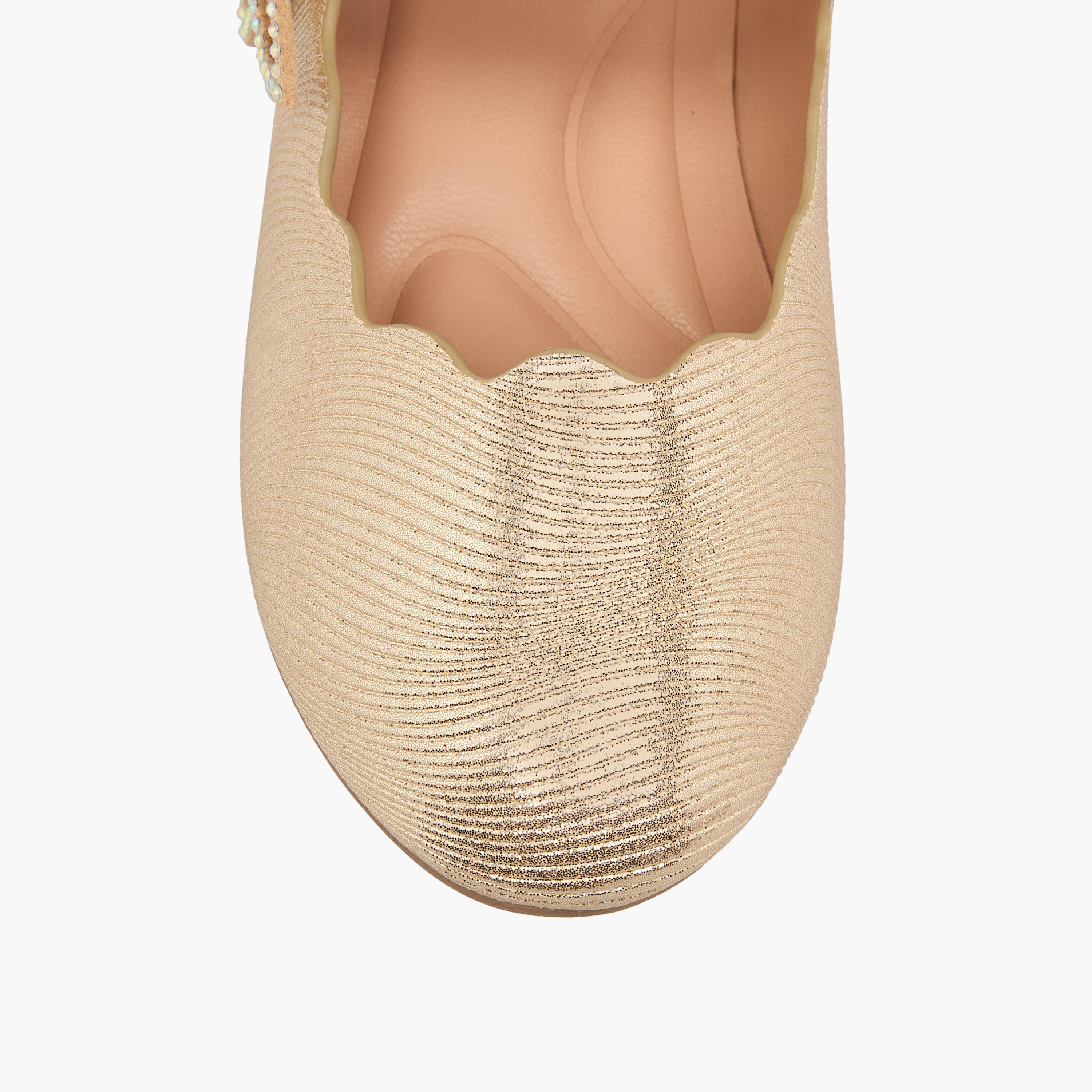 Juniors Textured Ballerinas with Butterfly Accent Hook and Loop Closure-girls-shoes-maryjanes-image-4