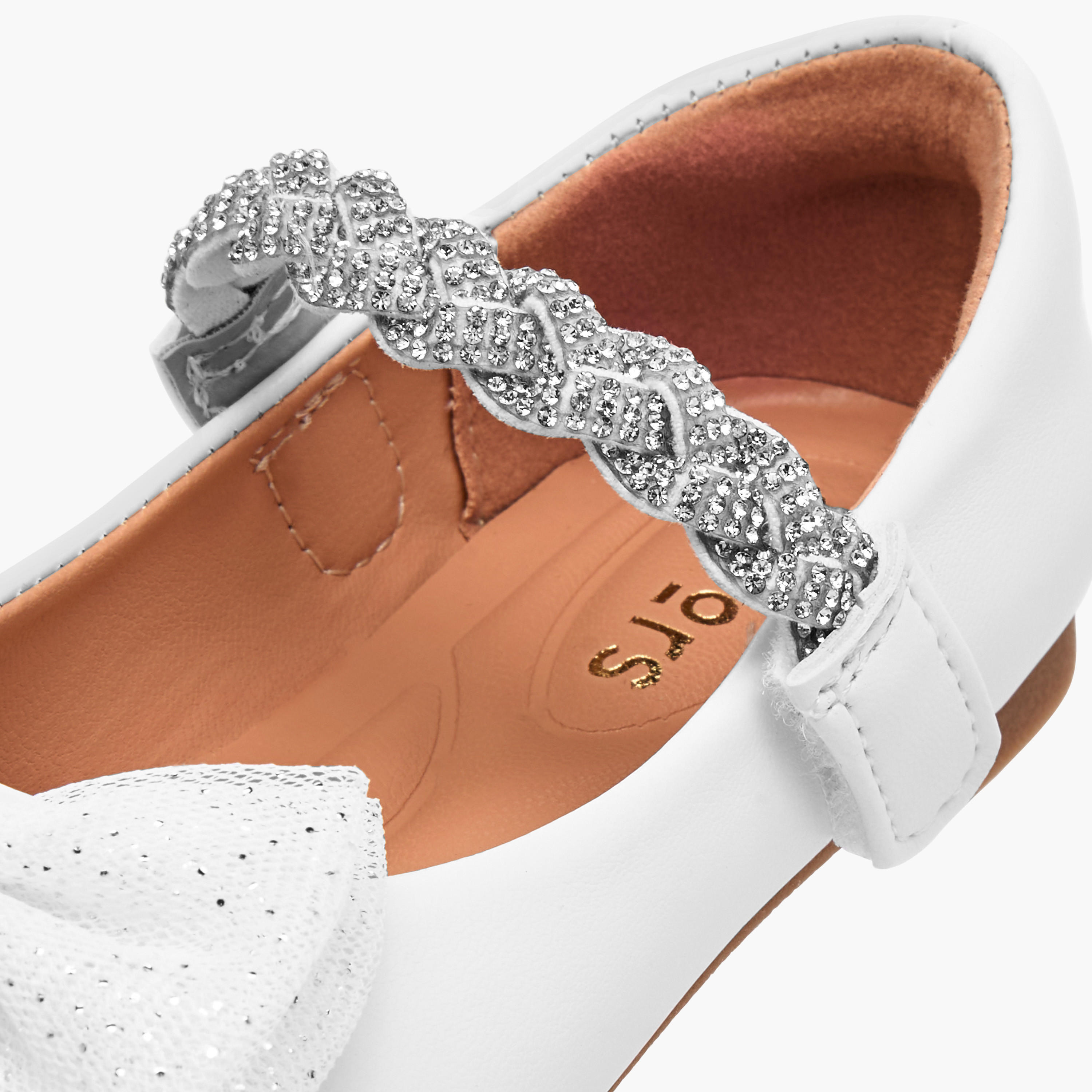 Juniors Embellished Bow Detail Ballerina Shoes with Hook and Loop Closure-girls-shoes-ballerinas-image-6