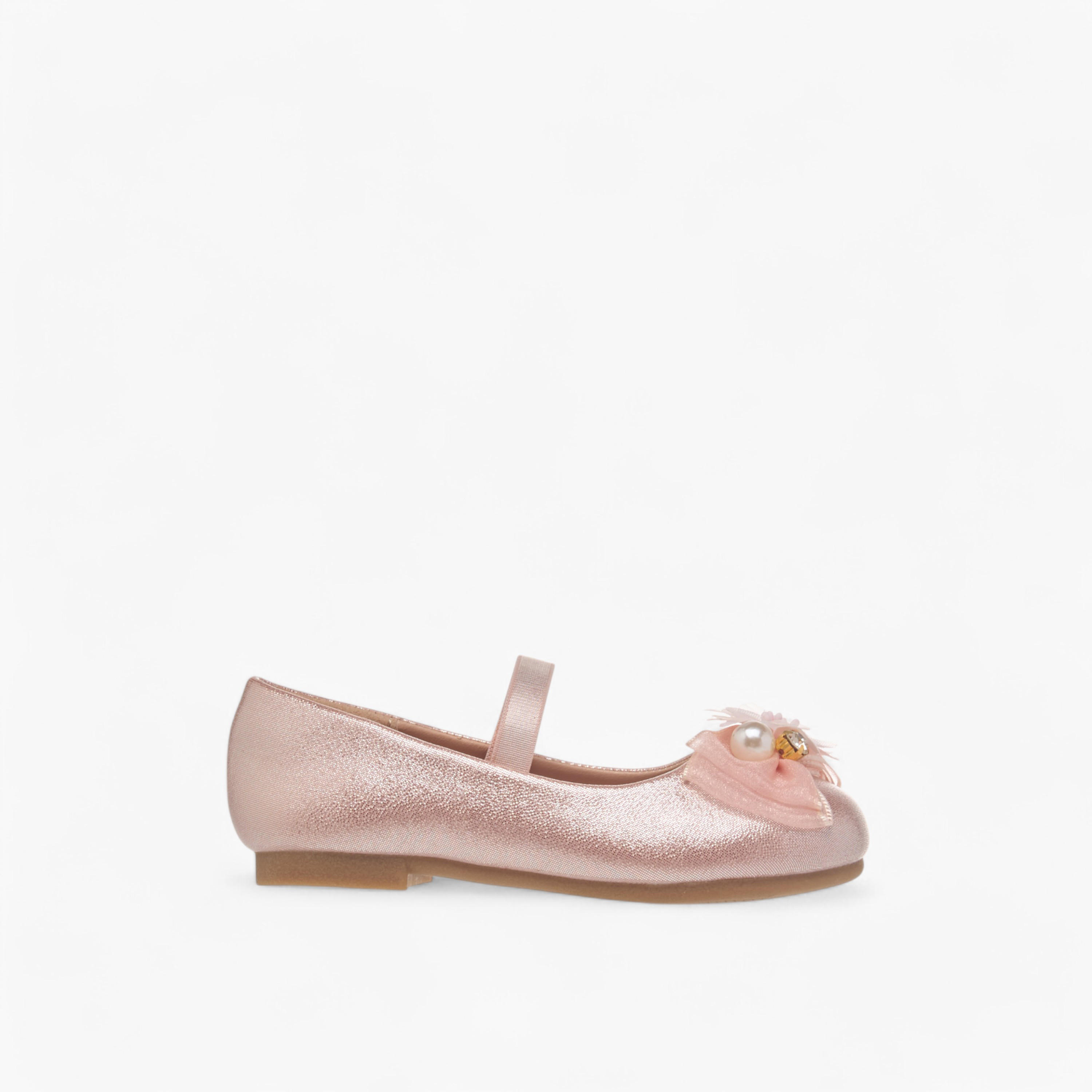 حذاء باليرينا سهل الارتداء بشريط مطاطي وزينة أزهار من جونيورز-girls-shoes-ballerinas-image-3