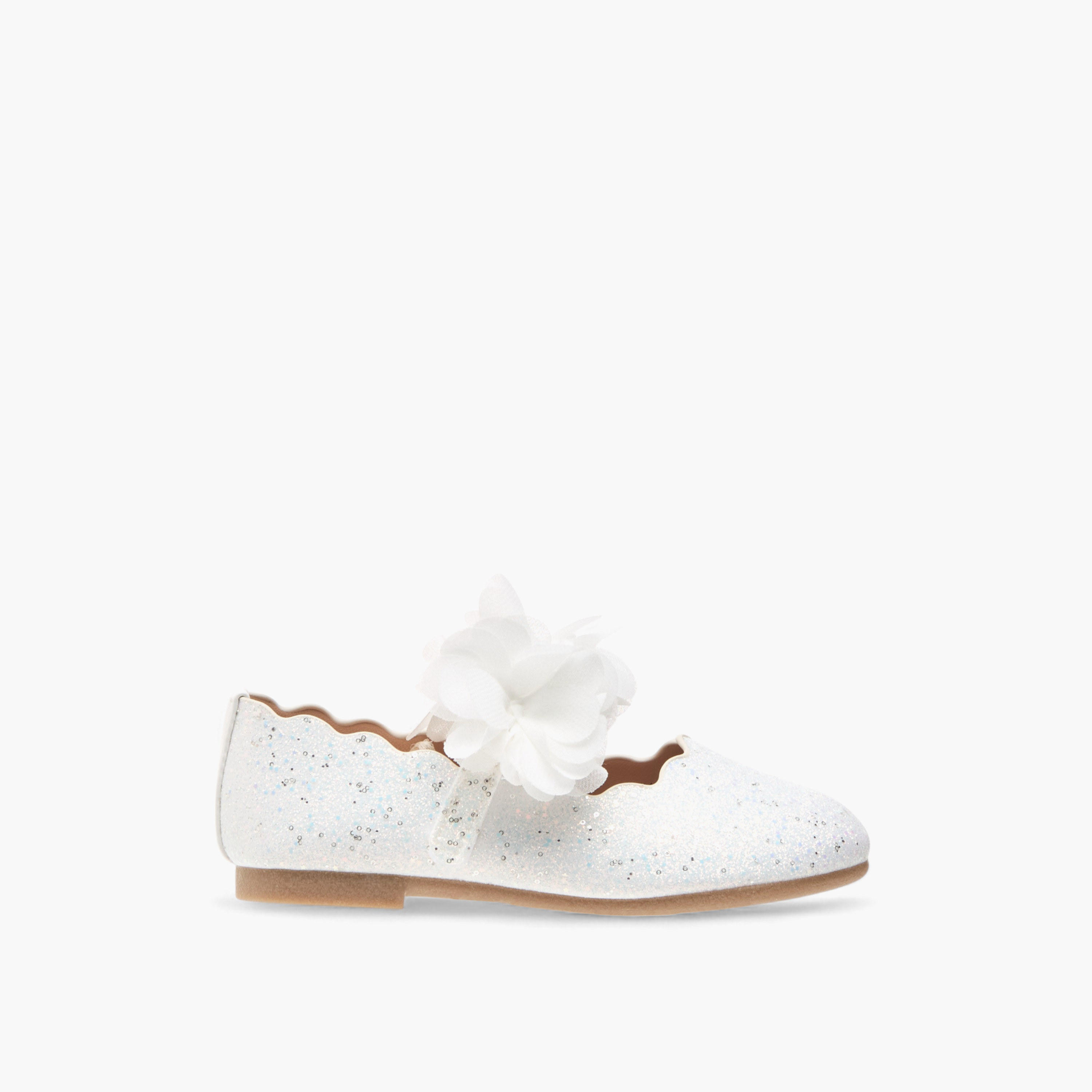 Juniors Floral Detail Ballerina Shoes with Hook and Loop Closure-girls-shoes-ballerinas-image-3