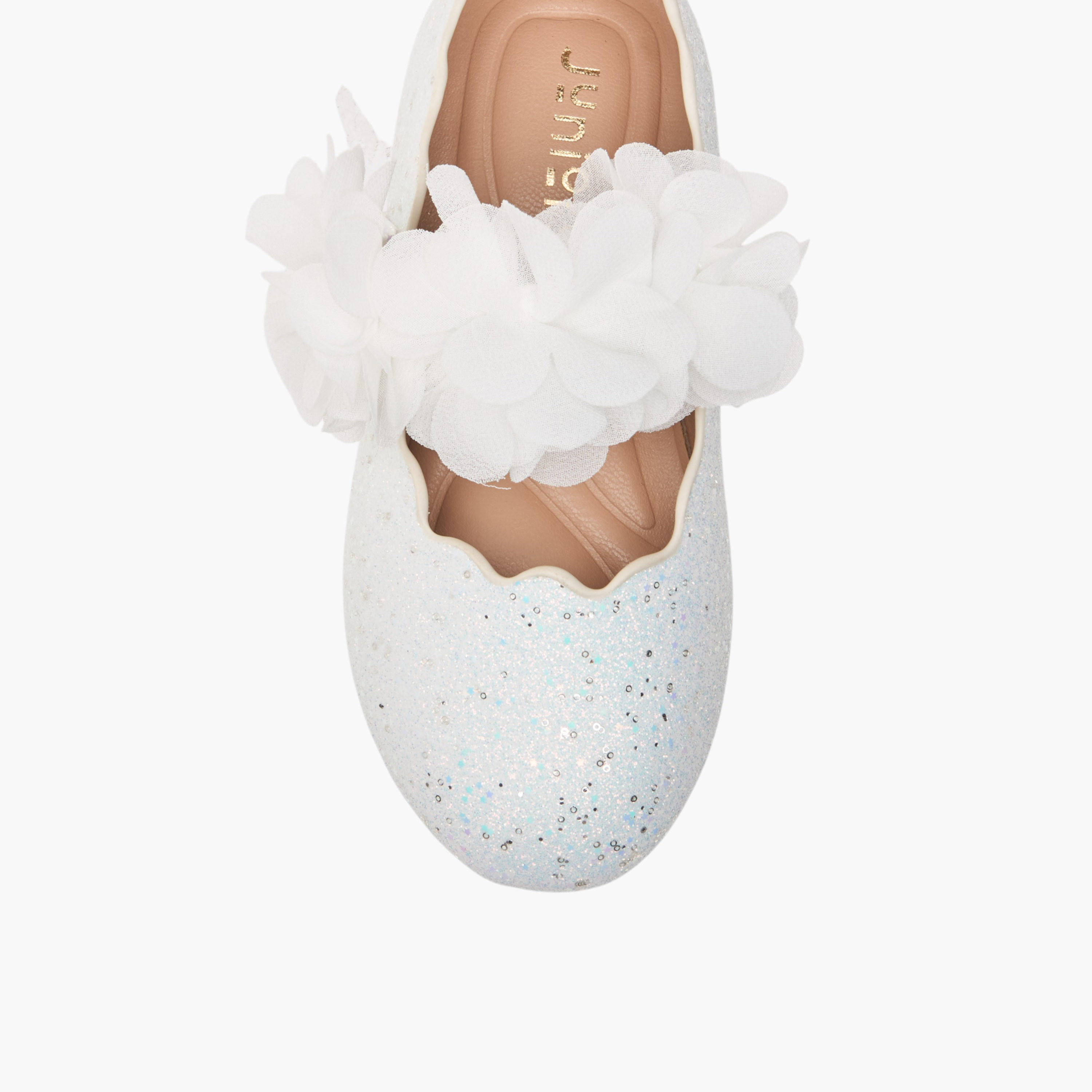 Juniors Floral Detail Ballerina Shoes with Hook and Loop Closure-girls-shoes-ballerinas-image-4