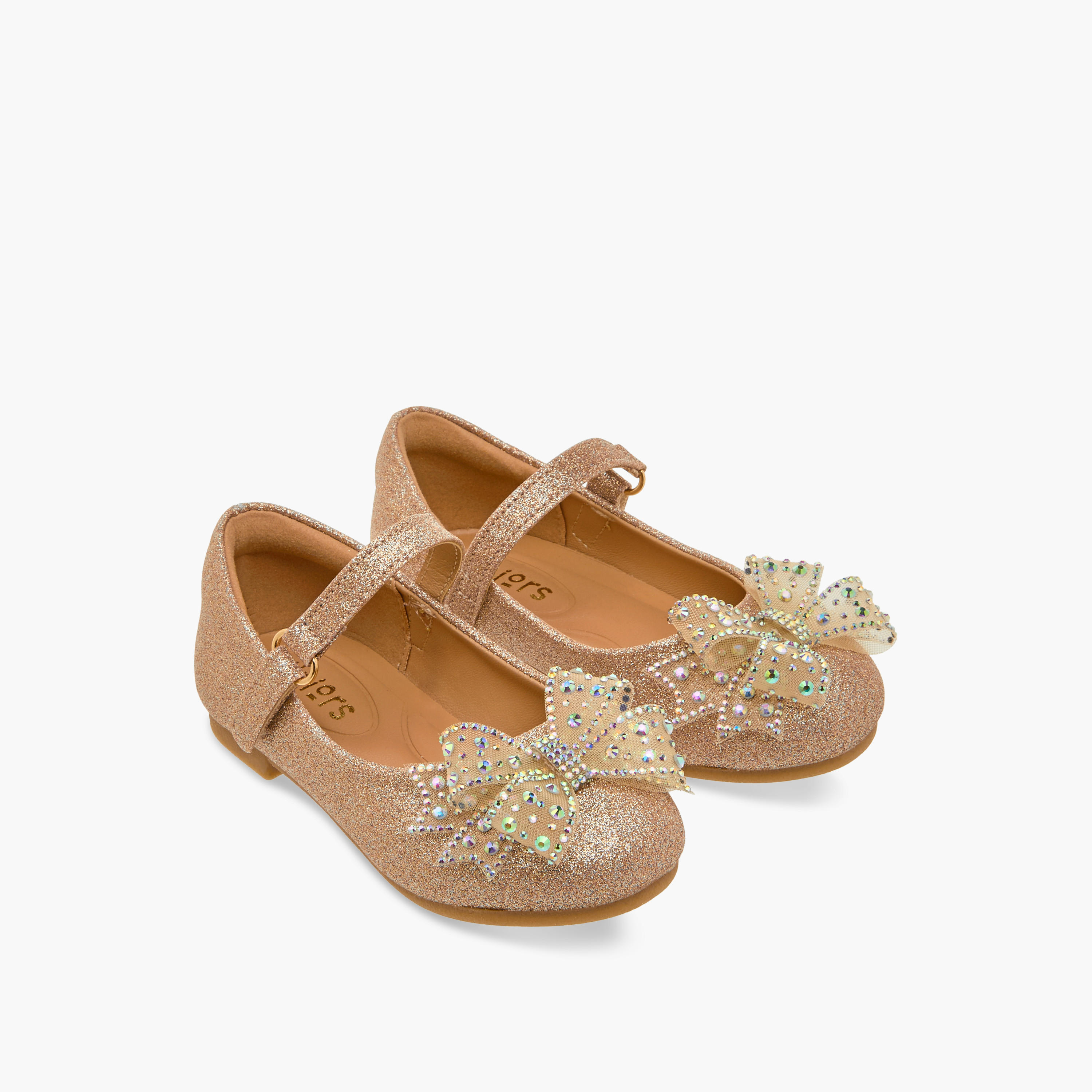 Juniors Bow Embellished Mary Jane Shoes with Hook and Loop Closure-girls-shoes-maryjanes-image-1