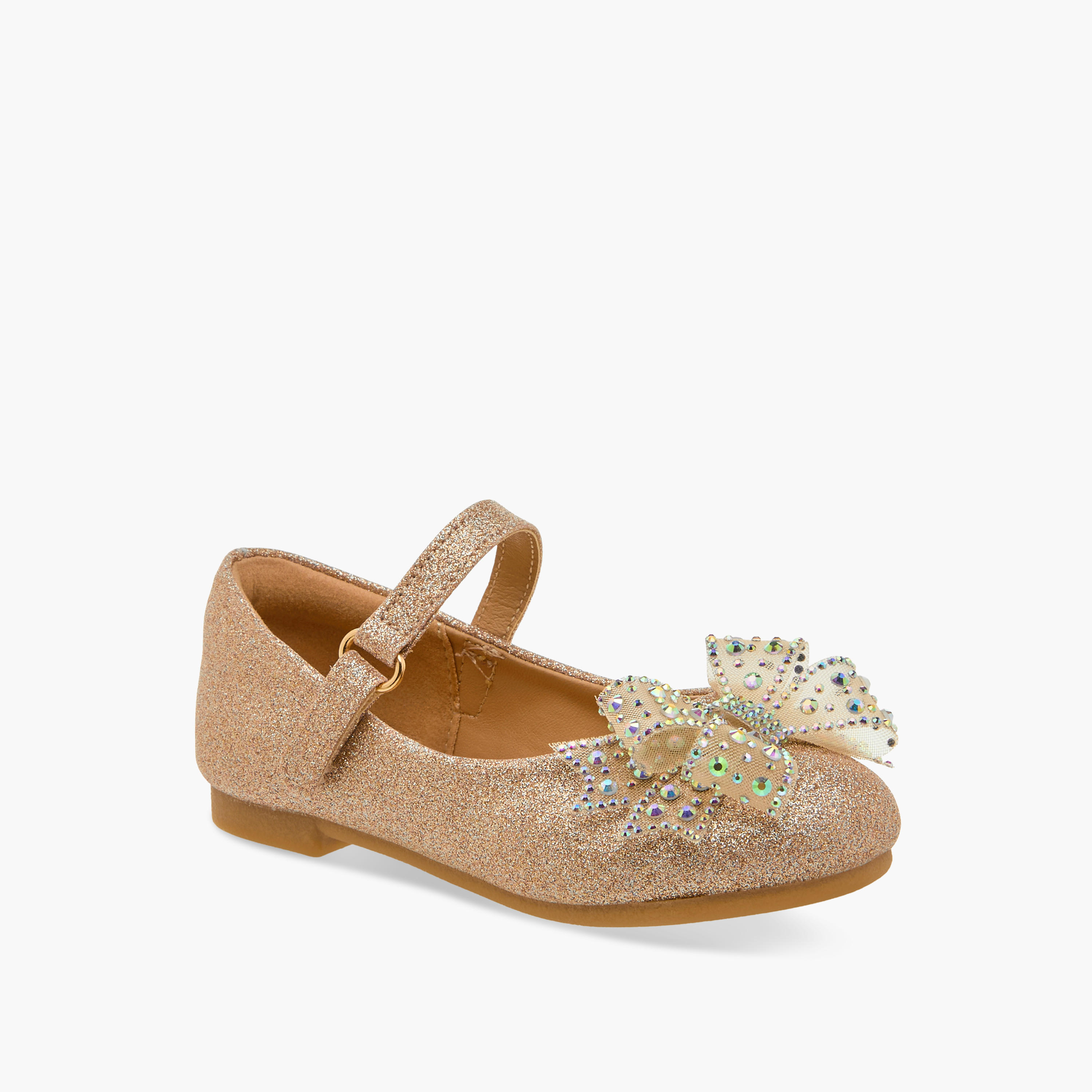 Juniors Bow Embellished Mary Jane Shoes with Hook and Loop Closure-girls-shoes-maryjanes-image-2