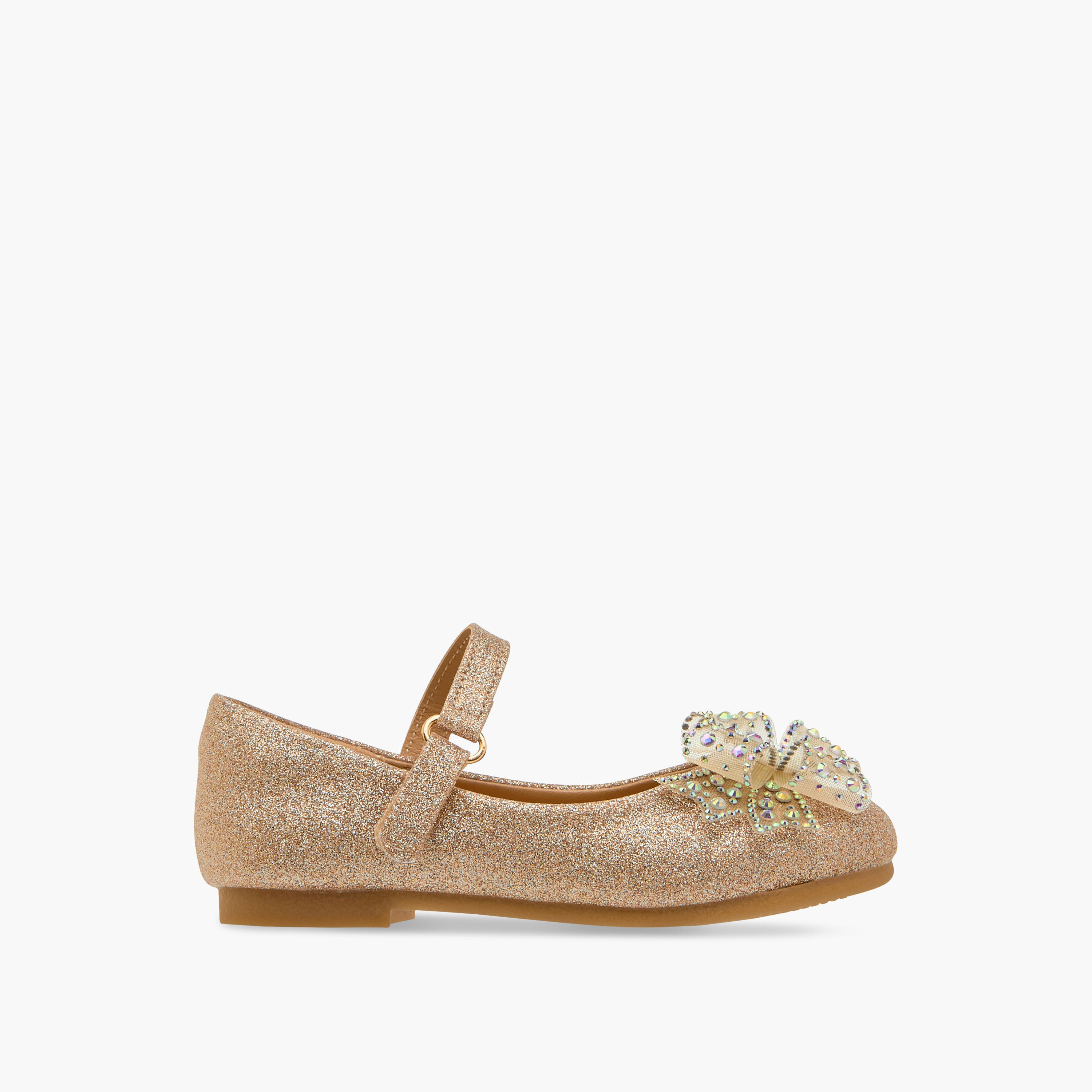 Juniors Bow Embellished Mary Jane Shoes with Hook and Loop Closure-girls-shoes-maryjanes-image-3