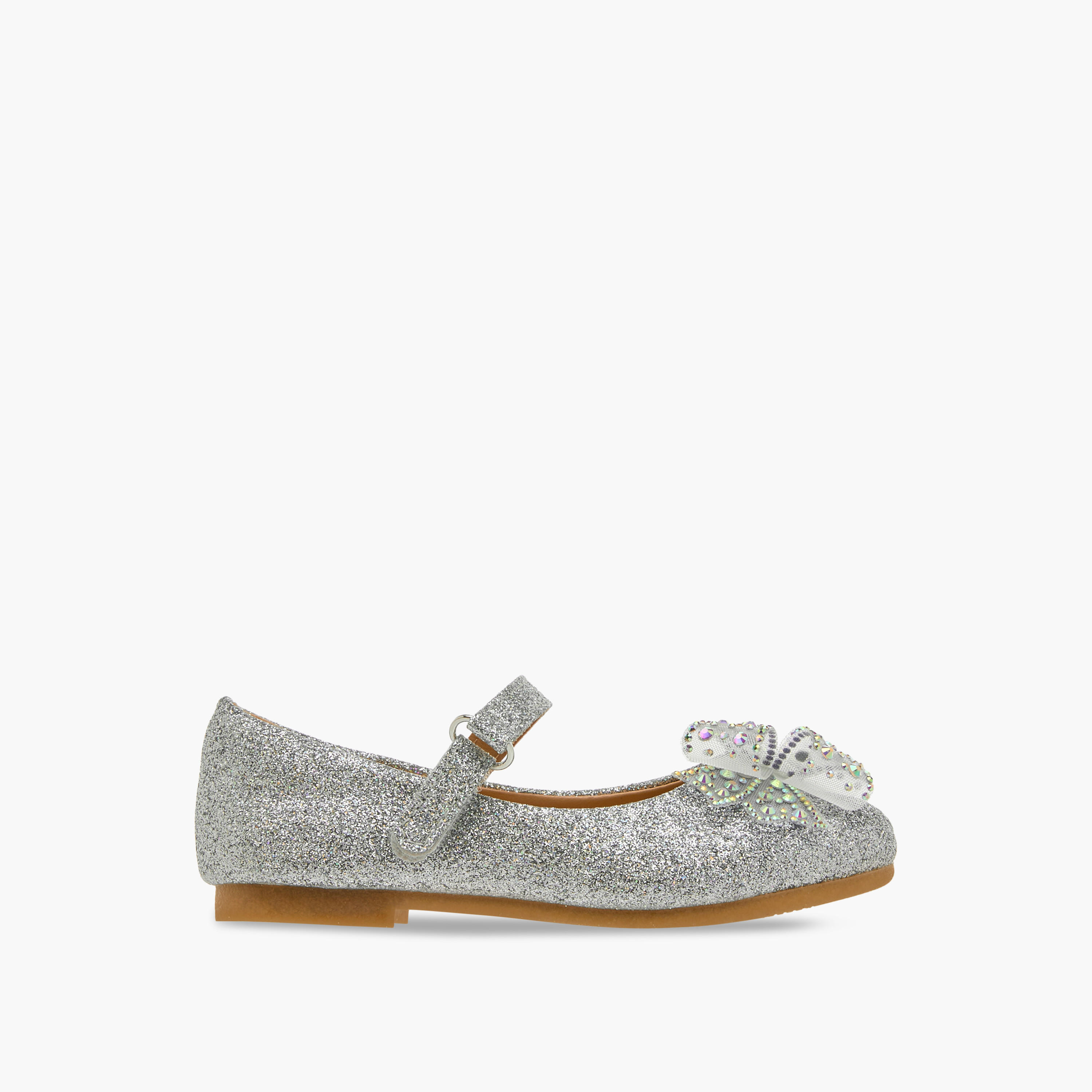 Juniors Bow Embellished Mary Jane Shoes with Hook and Loop Closure-girls-shoes-maryjanes-image-3