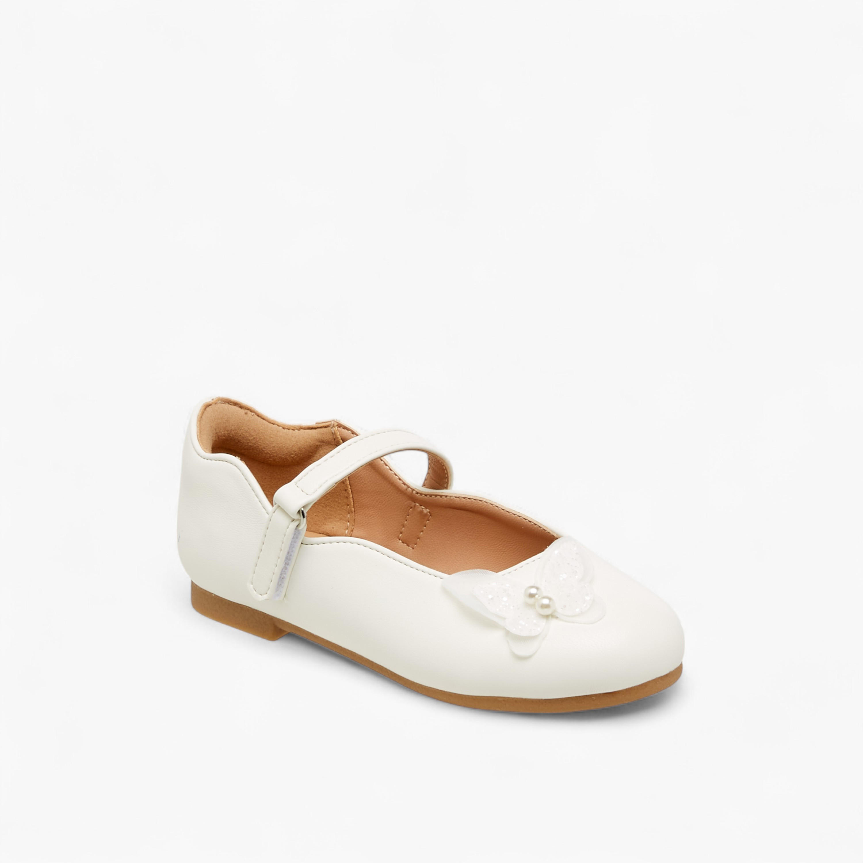 Juniors Butterfly Accent Ballerina Shoes with Hook and Loop Closure-girls-shoes-maryjanes-image-2