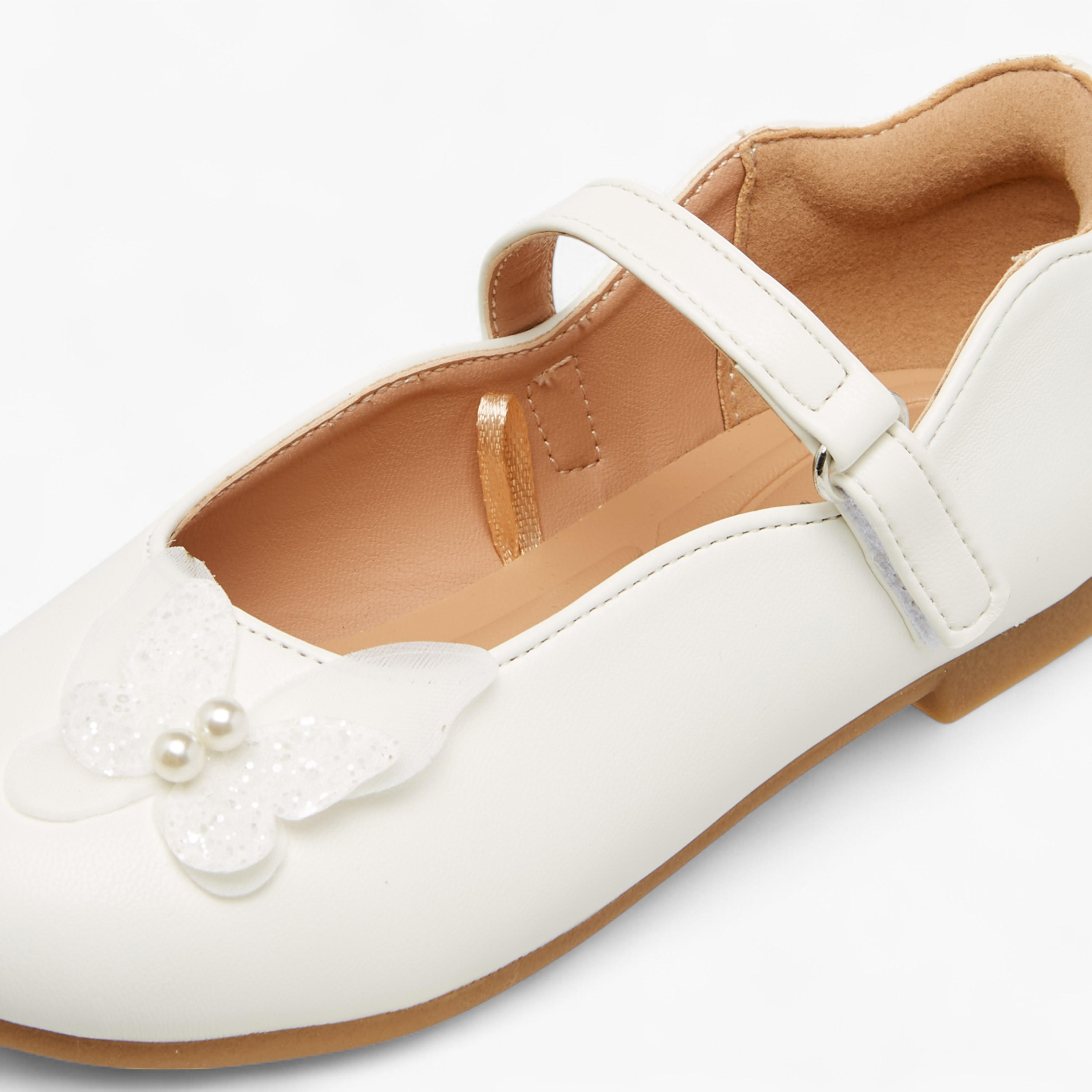 Juniors Butterfly Accent Ballerina Shoes with Hook and Loop Closure-girls-shoes-maryjanes-image-6
