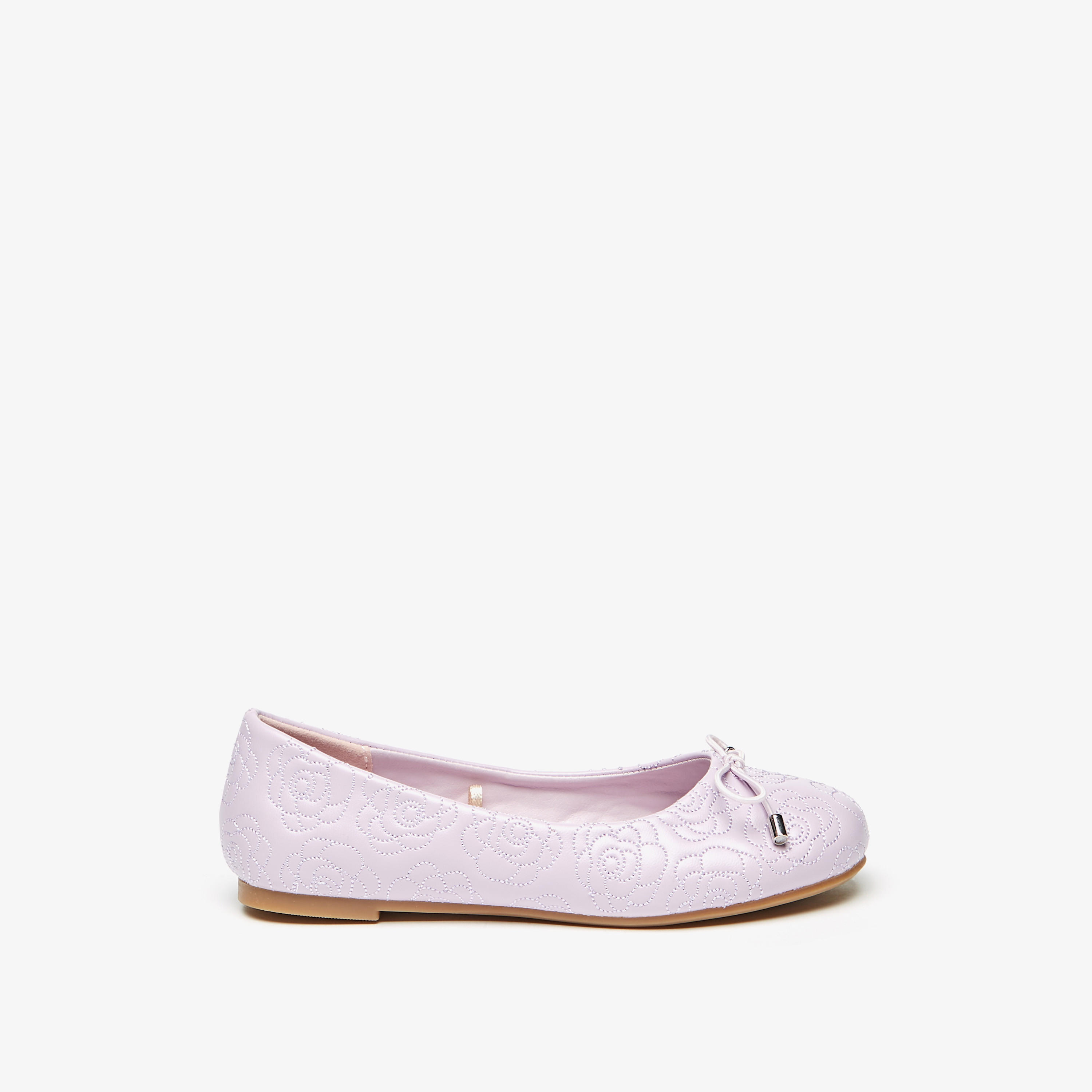 حذاء باليرينا مبطن سهل الارتداء بمقدمة مستديرة وفيونكة من ليتل ميسي-girls-shoes-ballerinas-image-1