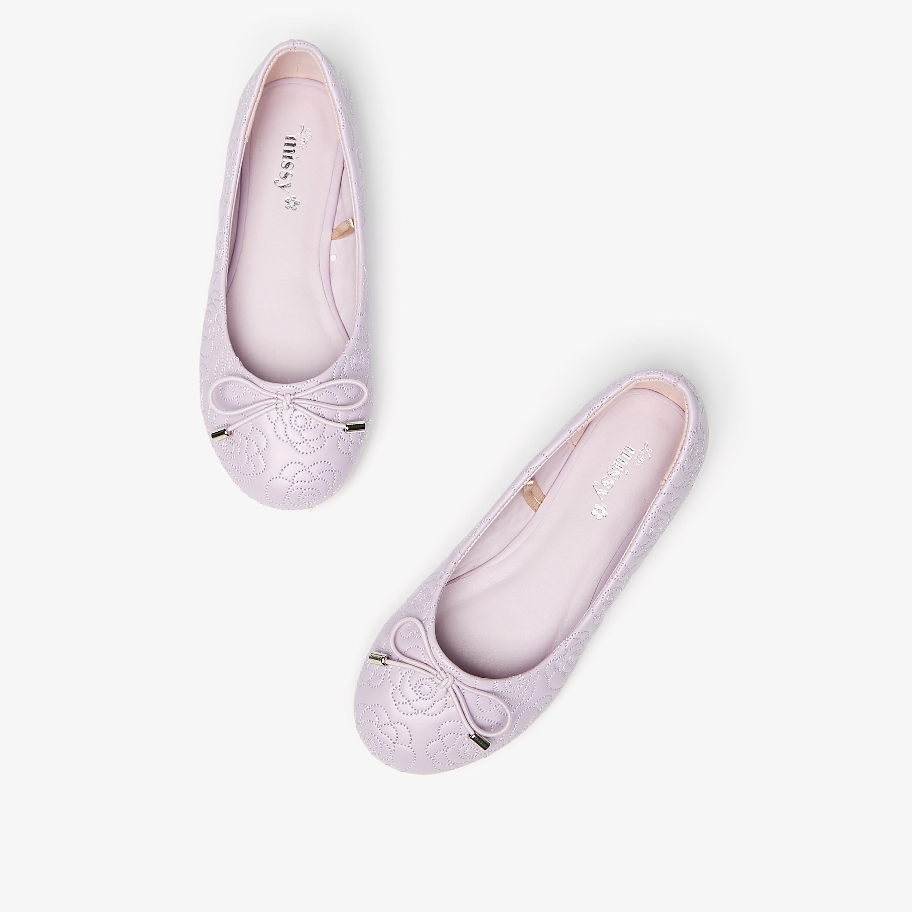 حذاء باليرينا مبطن سهل الارتداء بمقدمة مستديرة وفيونكة من ليتل ميسي-girls-shoes-ballerinas-image-2