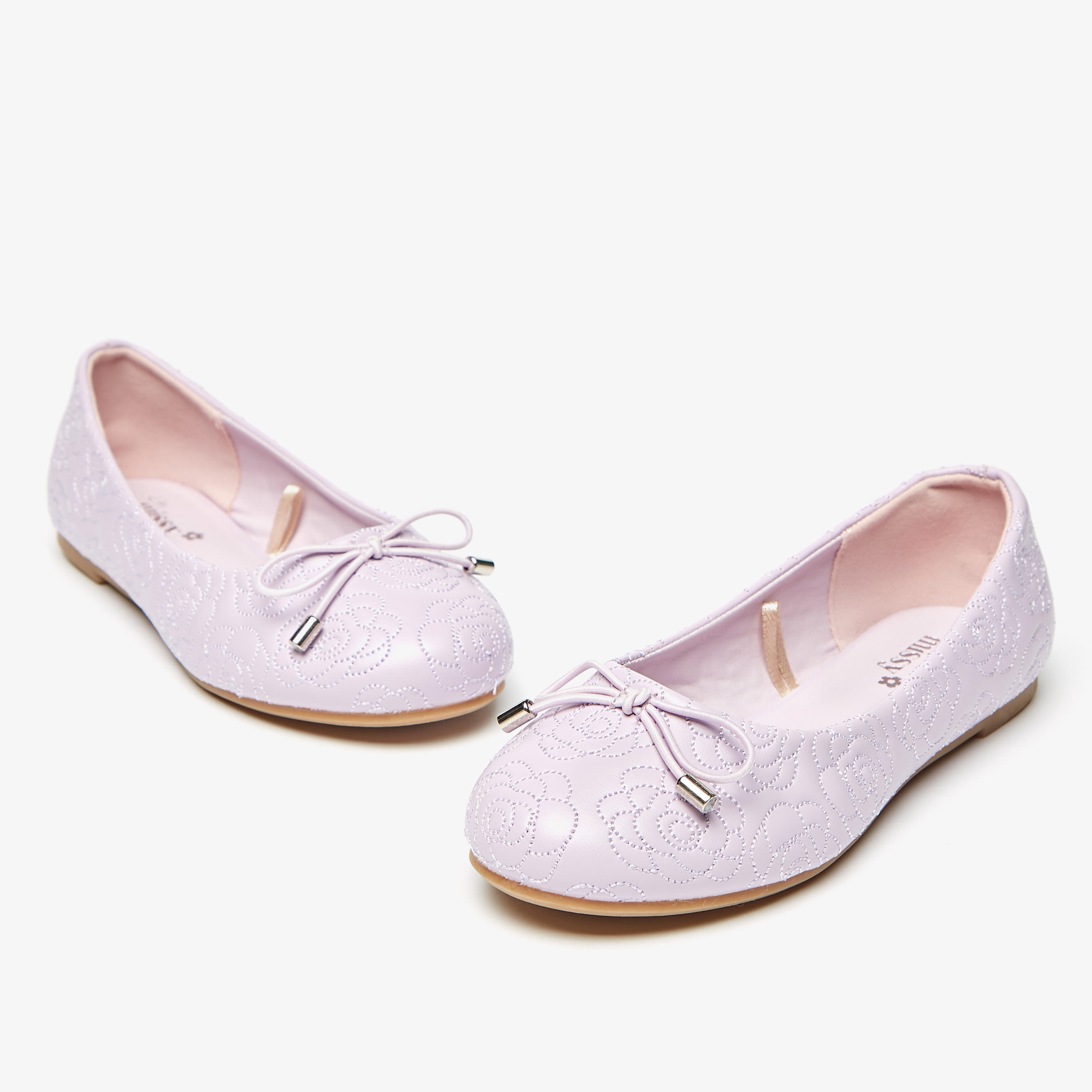 حذاء باليرينا مبطن سهل الارتداء بمقدمة مستديرة وفيونكة من ليتل ميسي-girls-shoes-ballerinas-image-5