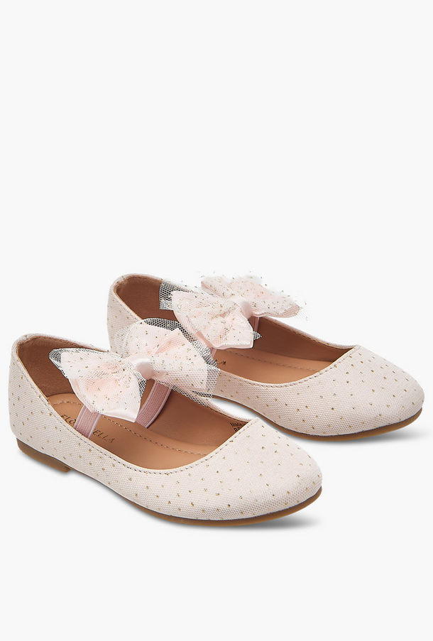 Flora Bella Textured Ballerina Shoes with Elastic Closure-girls-shoes-ballerinas-image-1