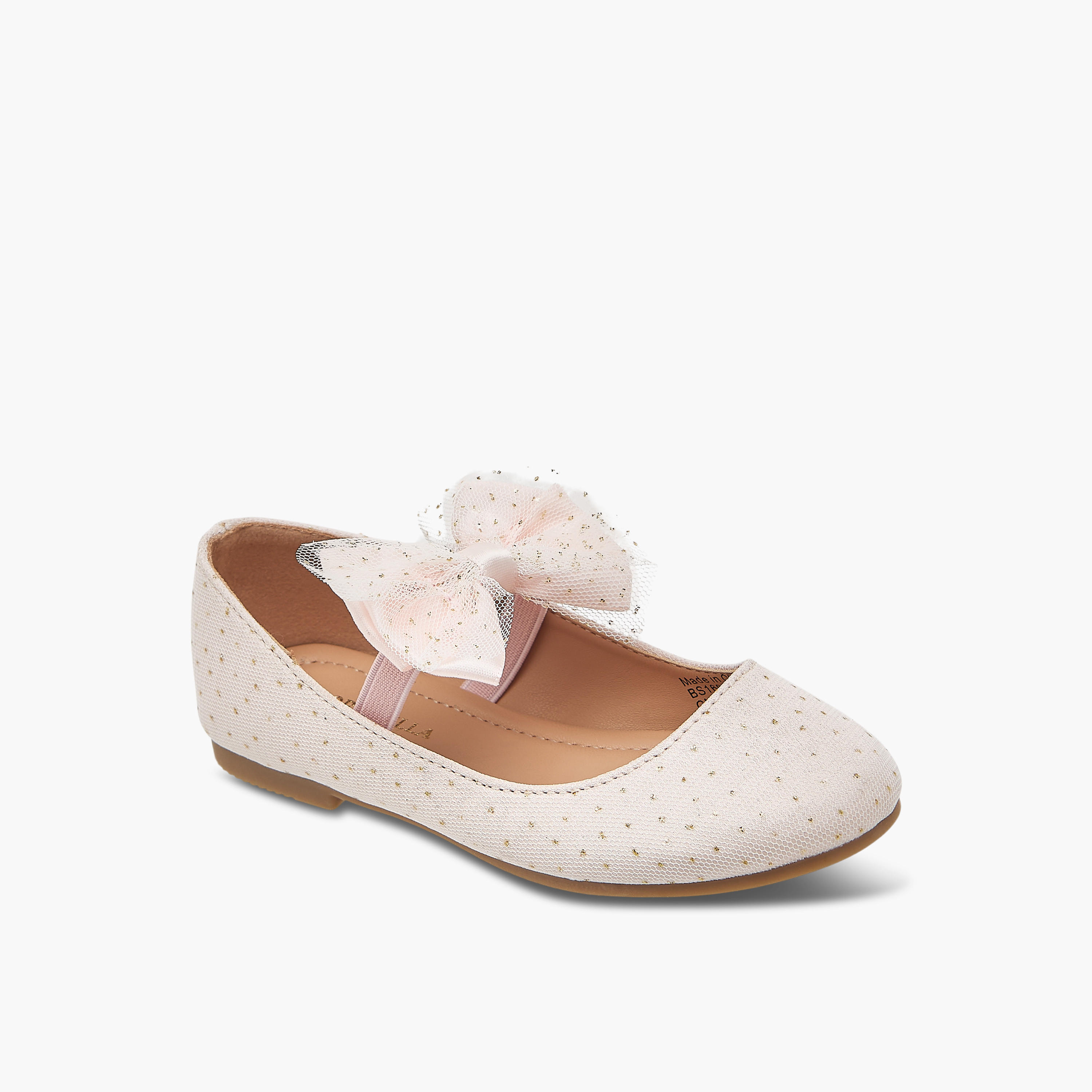 Flora Bella Textured Ballerina Shoes with Elastic Closure-girls-shoes-ballerinas-image-2