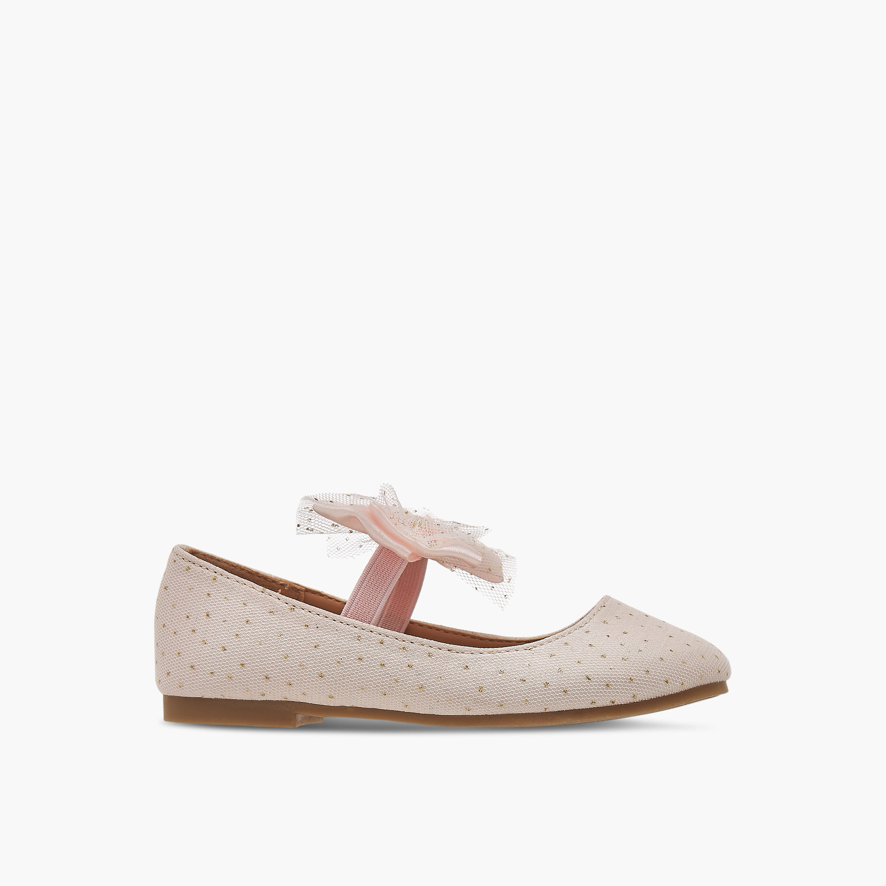 Flora Bella Textured Ballerina Shoes with Elastic Closure-girls-shoes-ballerinas-image-3