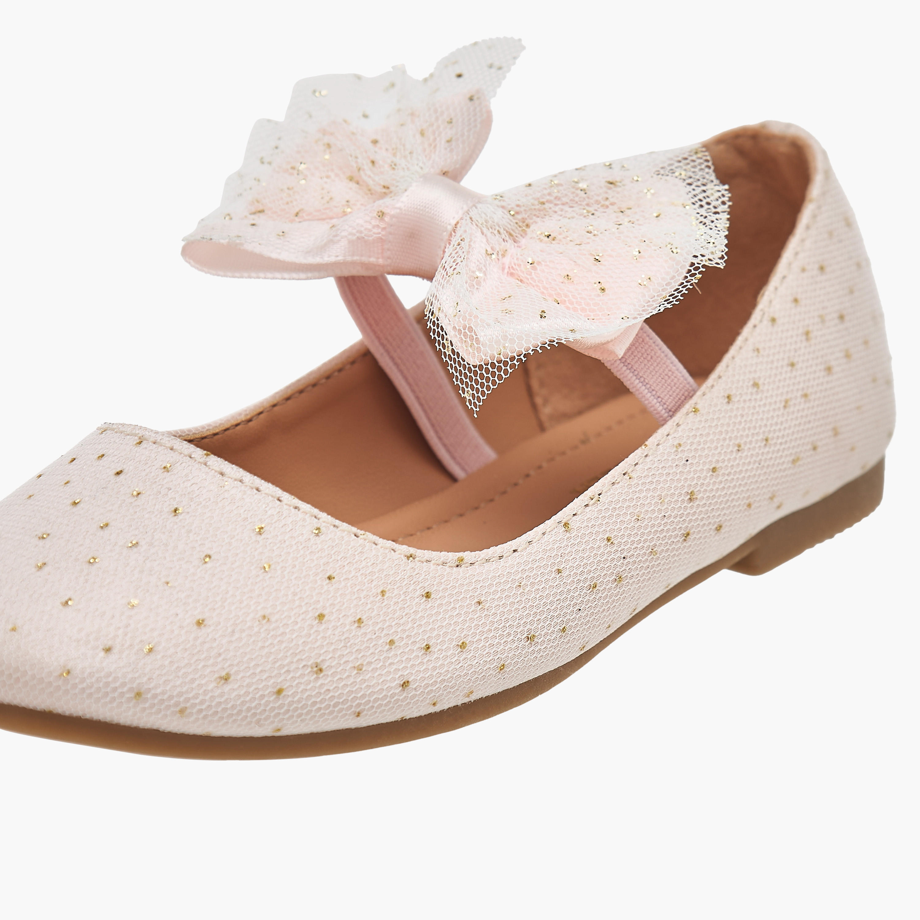 Flora Bella Textured Ballerina Shoes with Elastic Closure-girls-shoes-ballerinas-image-6