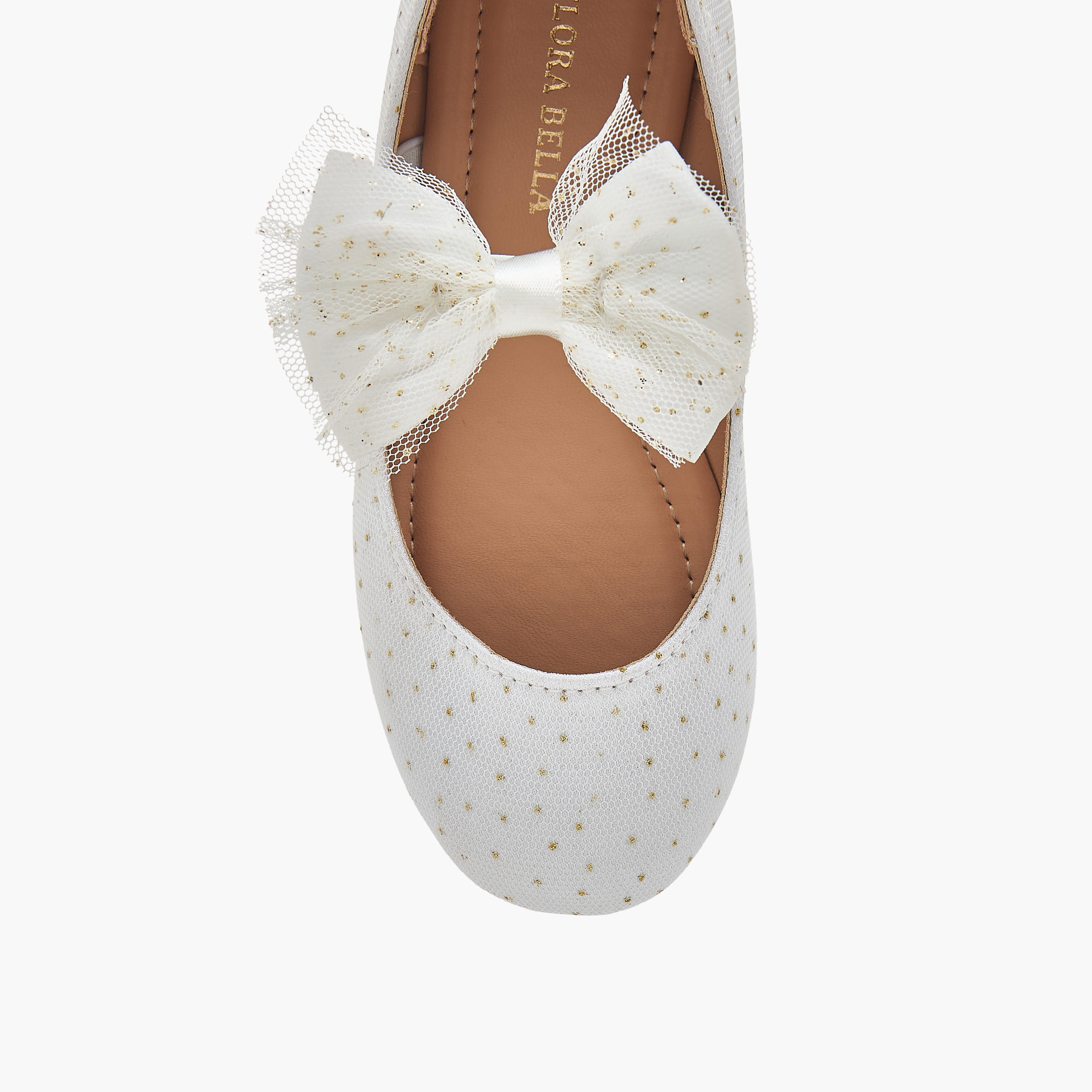 Flora Bella Textured Ballerina Shoes with Elastic Closure-girls-shoes-ballerinas-image-4