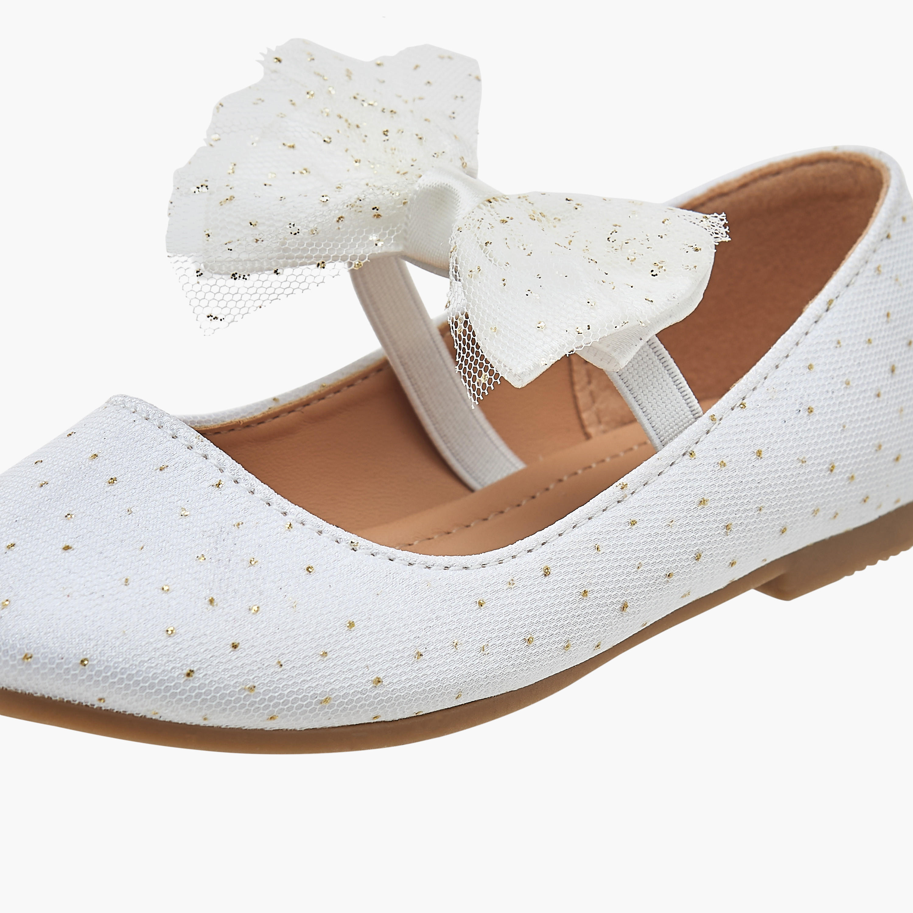 Flora Bella Textured Ballerina Shoes with Elastic Closure-girls-shoes-ballerinas-image-6