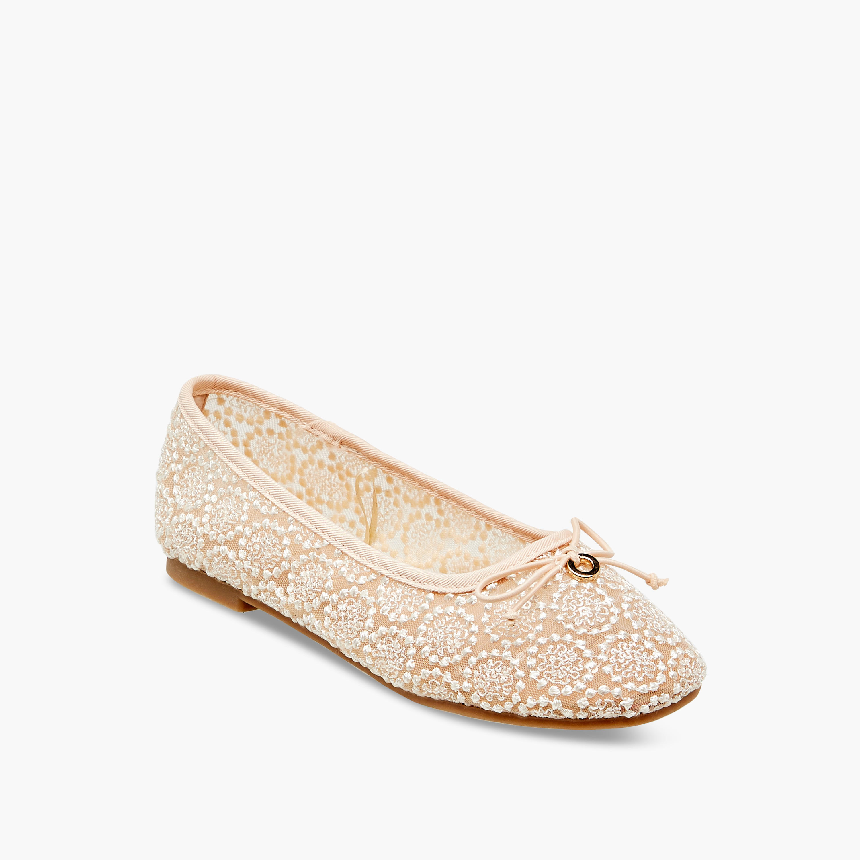 Little Missy Embroidered Ballerina with Bow Accent-girls-shoes-ballerinas-image-2
