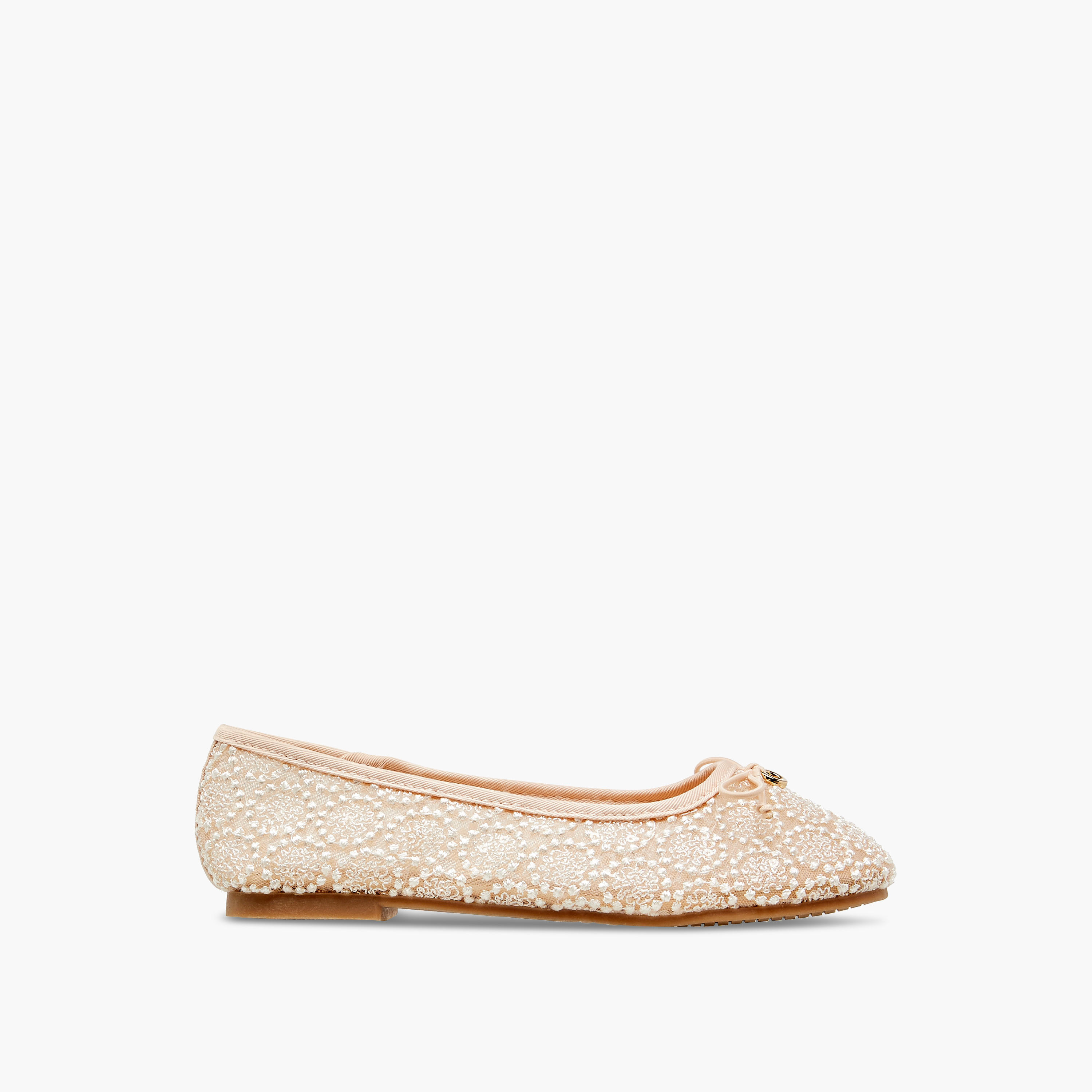 Little Missy Embroidered Ballerina with Bow Accent-girls-shoes-ballerinas-image-3