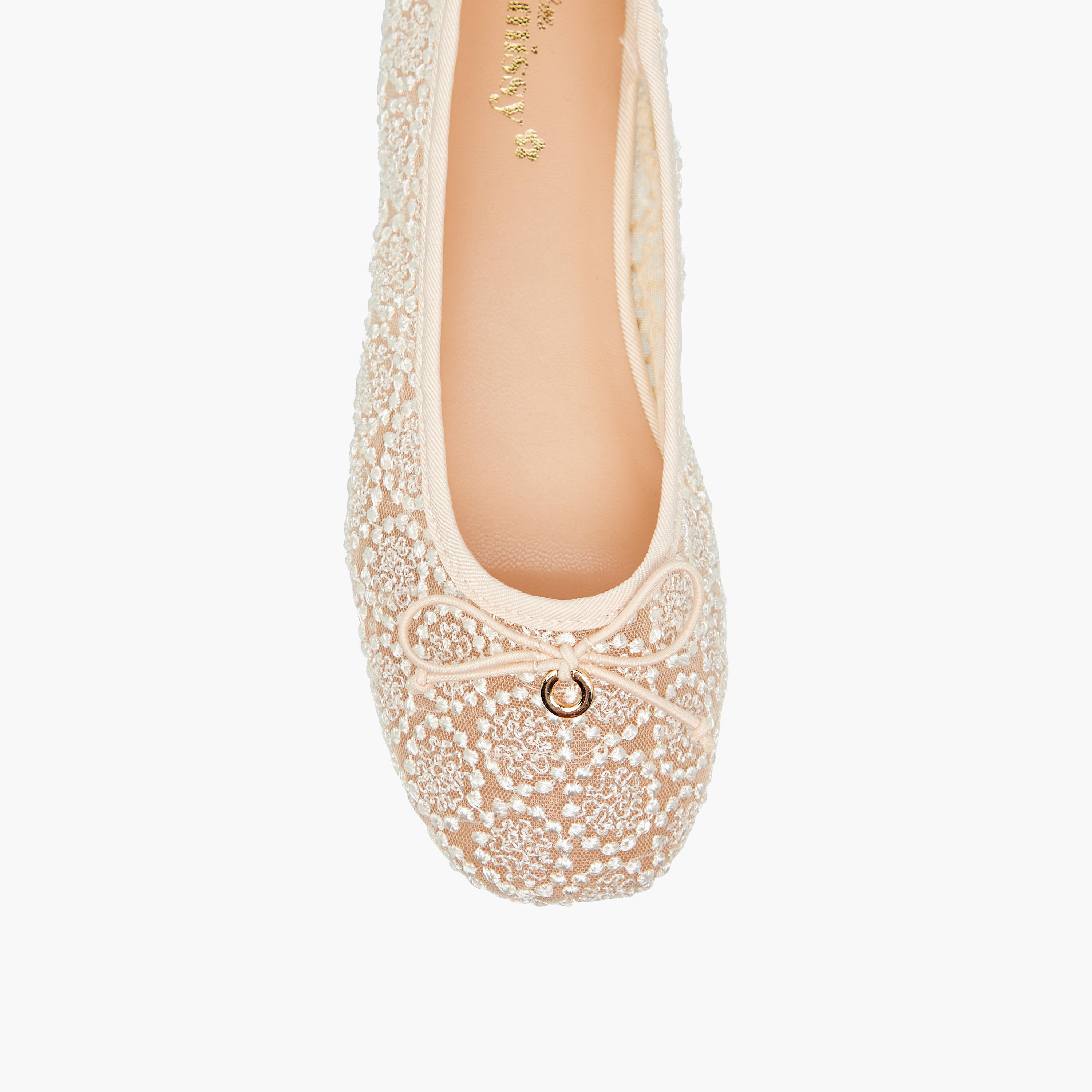 Little Missy Embroidered Ballerina with Bow Accent-girls-shoes-ballerinas-image-4