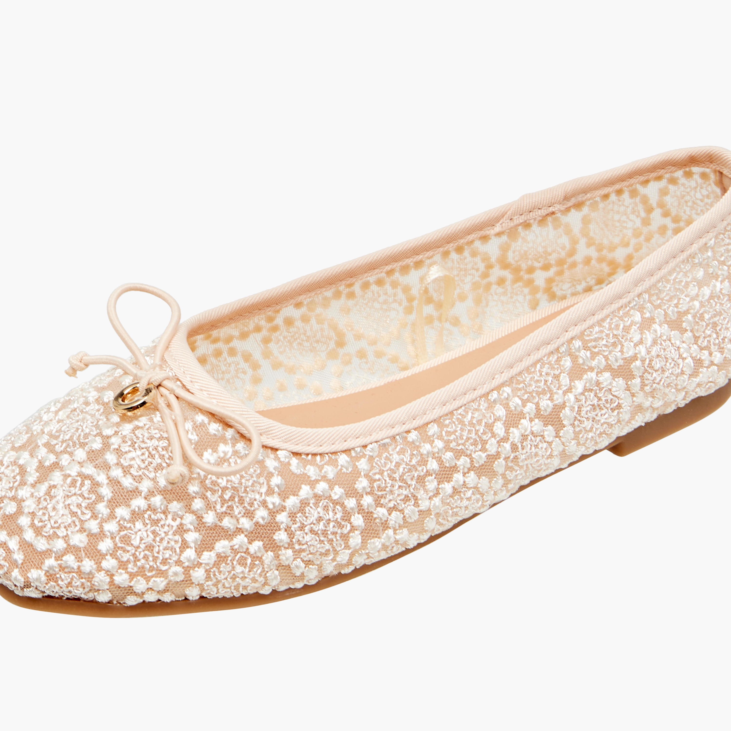Little Missy Embroidered Ballerina with Bow Accent-girls-shoes-ballerinas-image-6