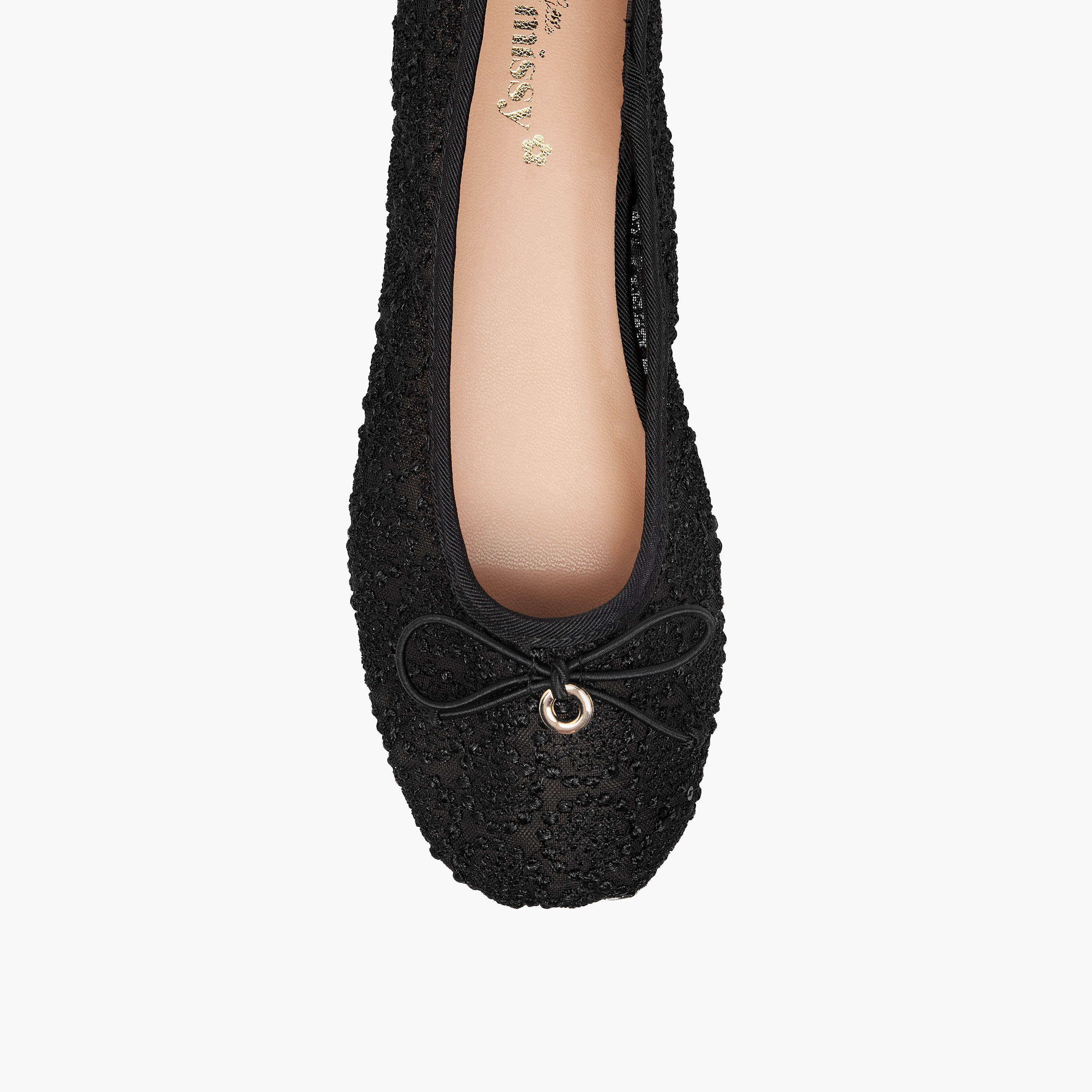 Little Missy Embroidered Ballerina with Bow Accent-girls-shoes-ballerinas-image-4