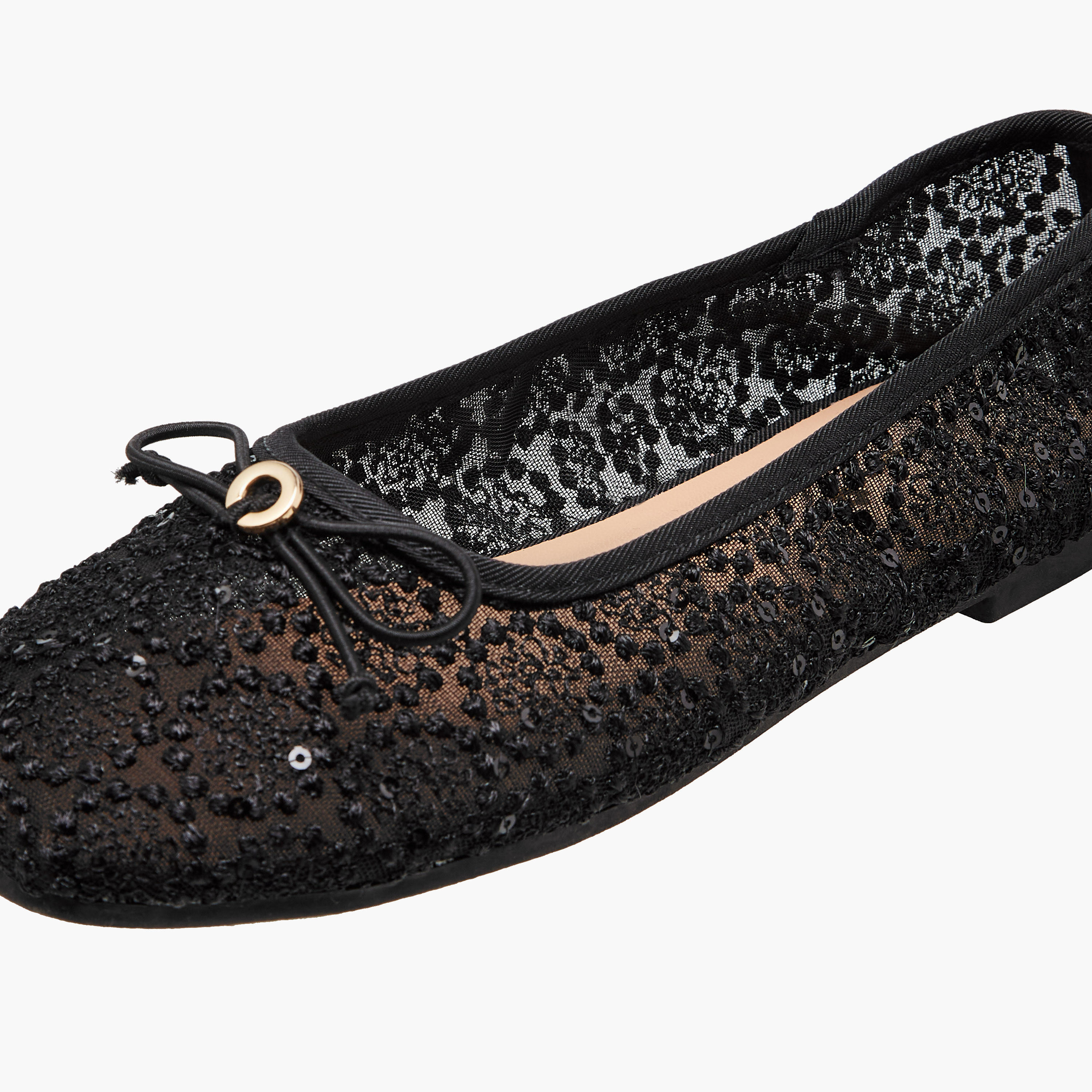 Little Missy Embroidered Ballerina with Bow Accent-girls-shoes-ballerinas-image-6