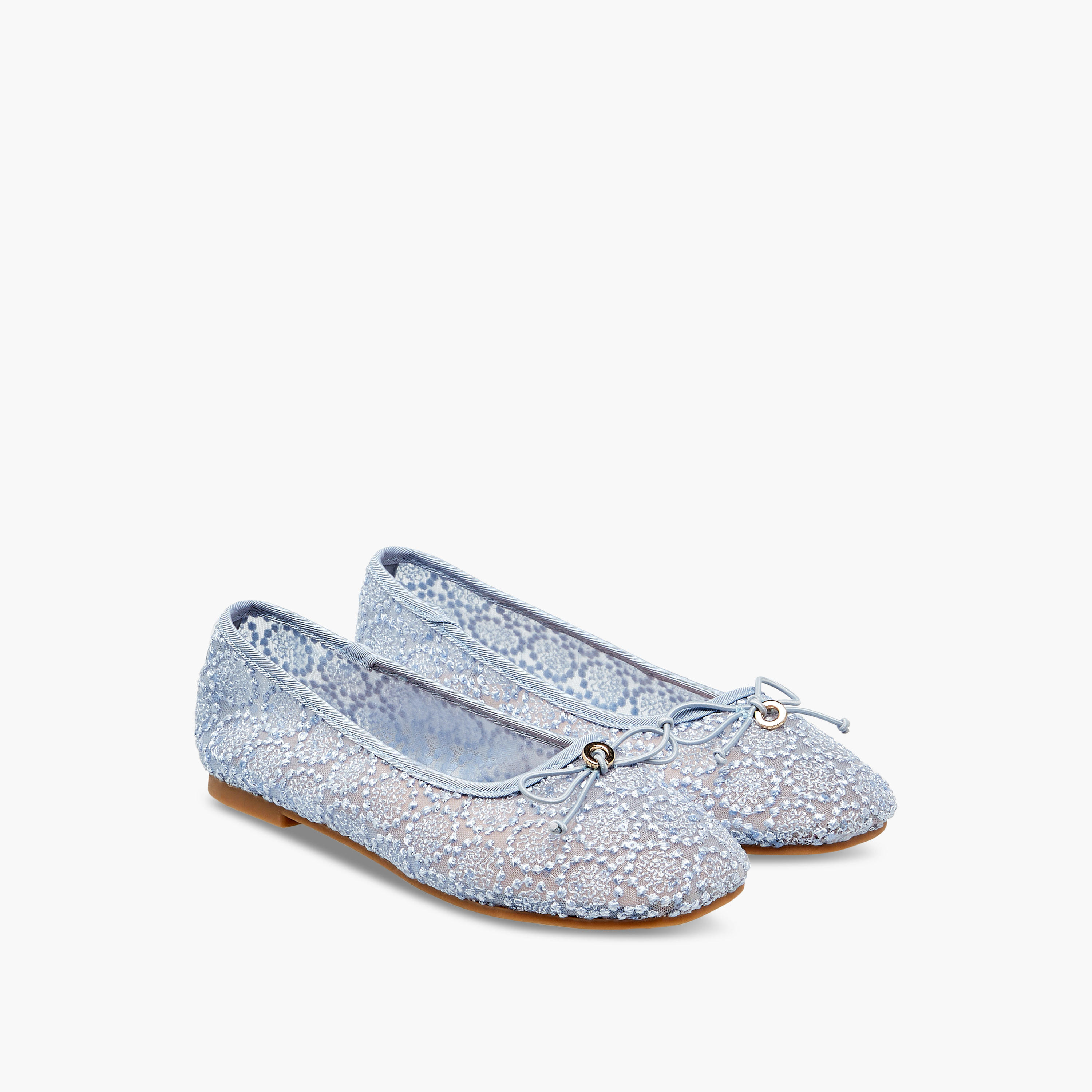 Little Missy Embroidered Ballerina with Bow Accent-girls-shoes-ballerinas-image-1