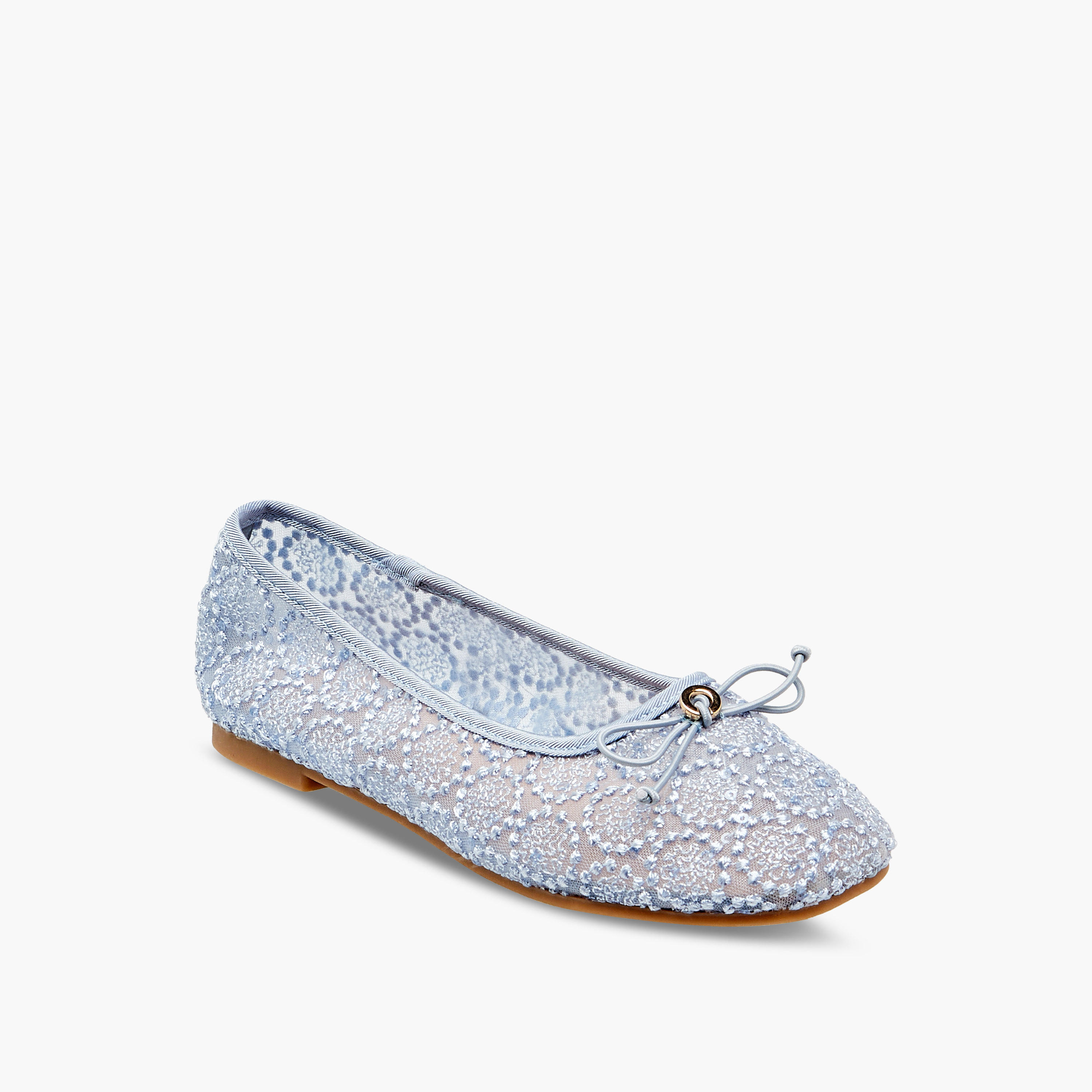 Little Missy Embroidered Ballerina with Bow Accent-girls-shoes-ballerinas-image-2