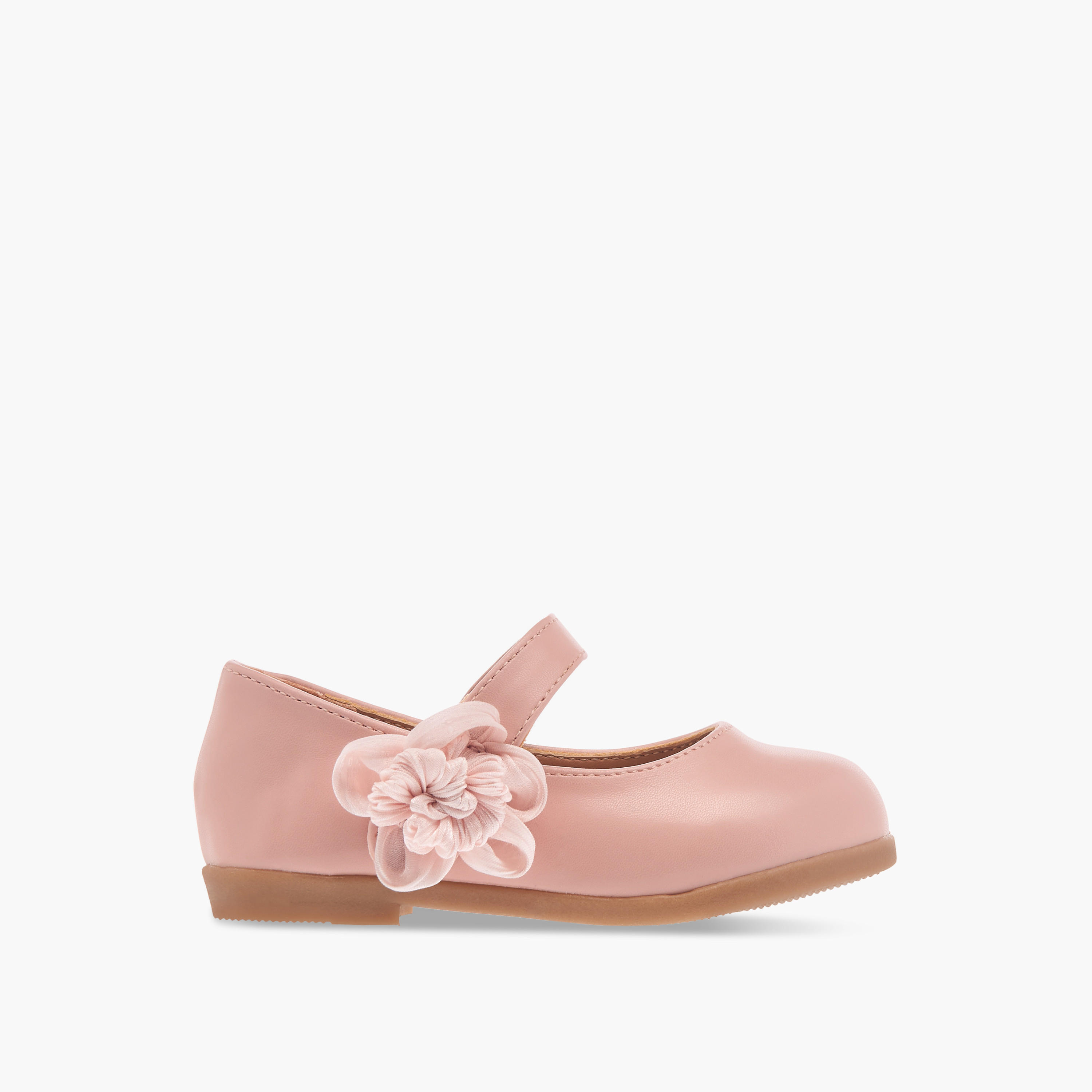 Flora Bella Floral Accent Detail Mary Jane Shoes with Hook and Loop Closure-girls-shoes-maryjanes-image-3