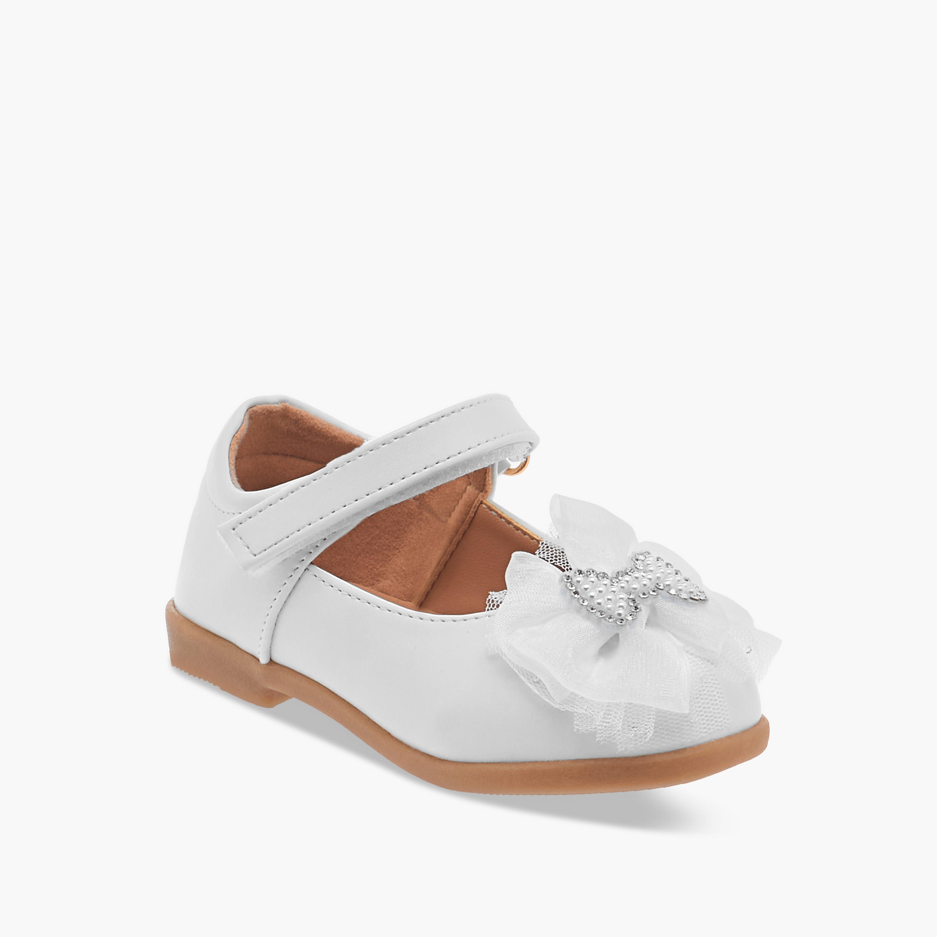 Flora Bella Bow Embellished Mary Jane Shoes with Hook and Loop Closure-girls-shoes-maryjanes-image-2