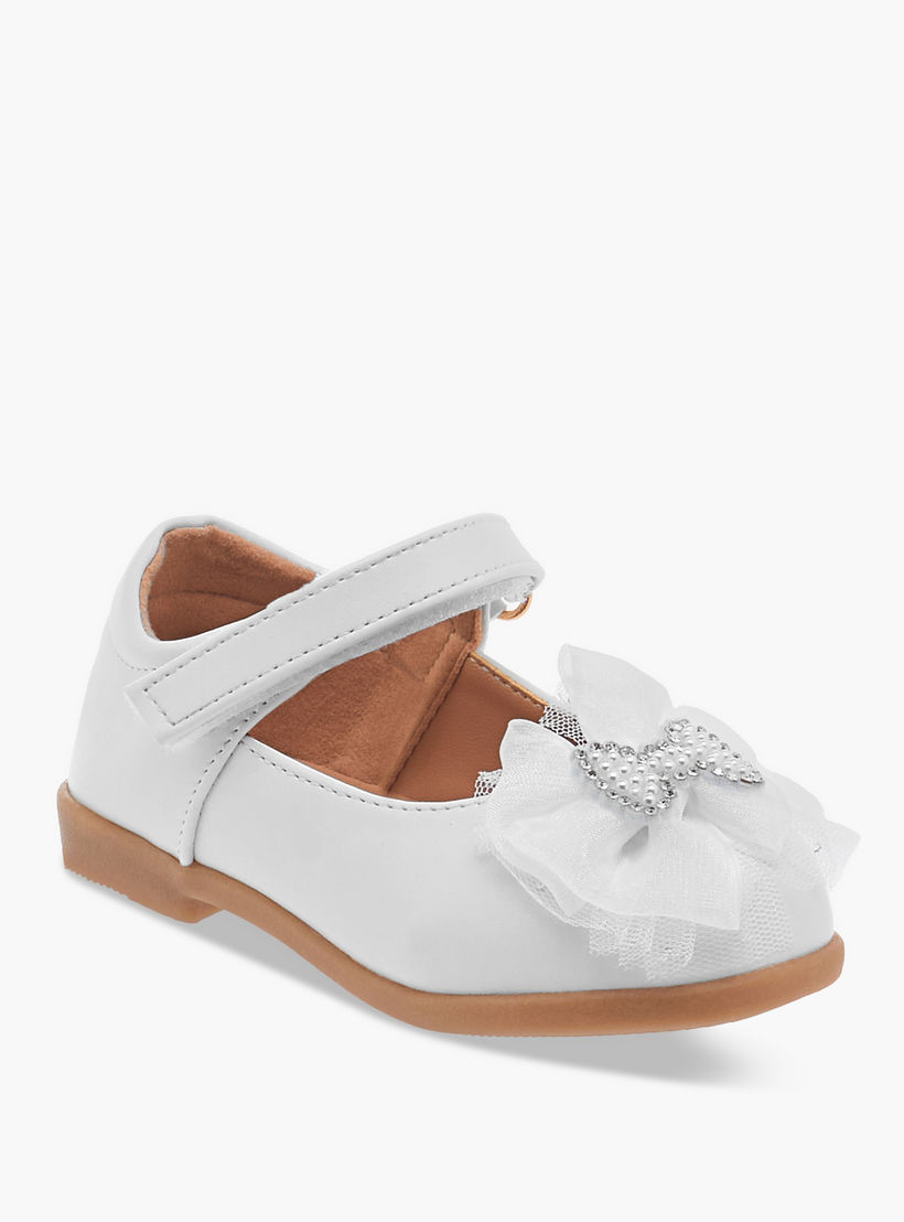 Flora Bella Bow Embellished Mary Jane Shoes with Hook and Loop Closure-girls-shoes-maryjanes-image-2
